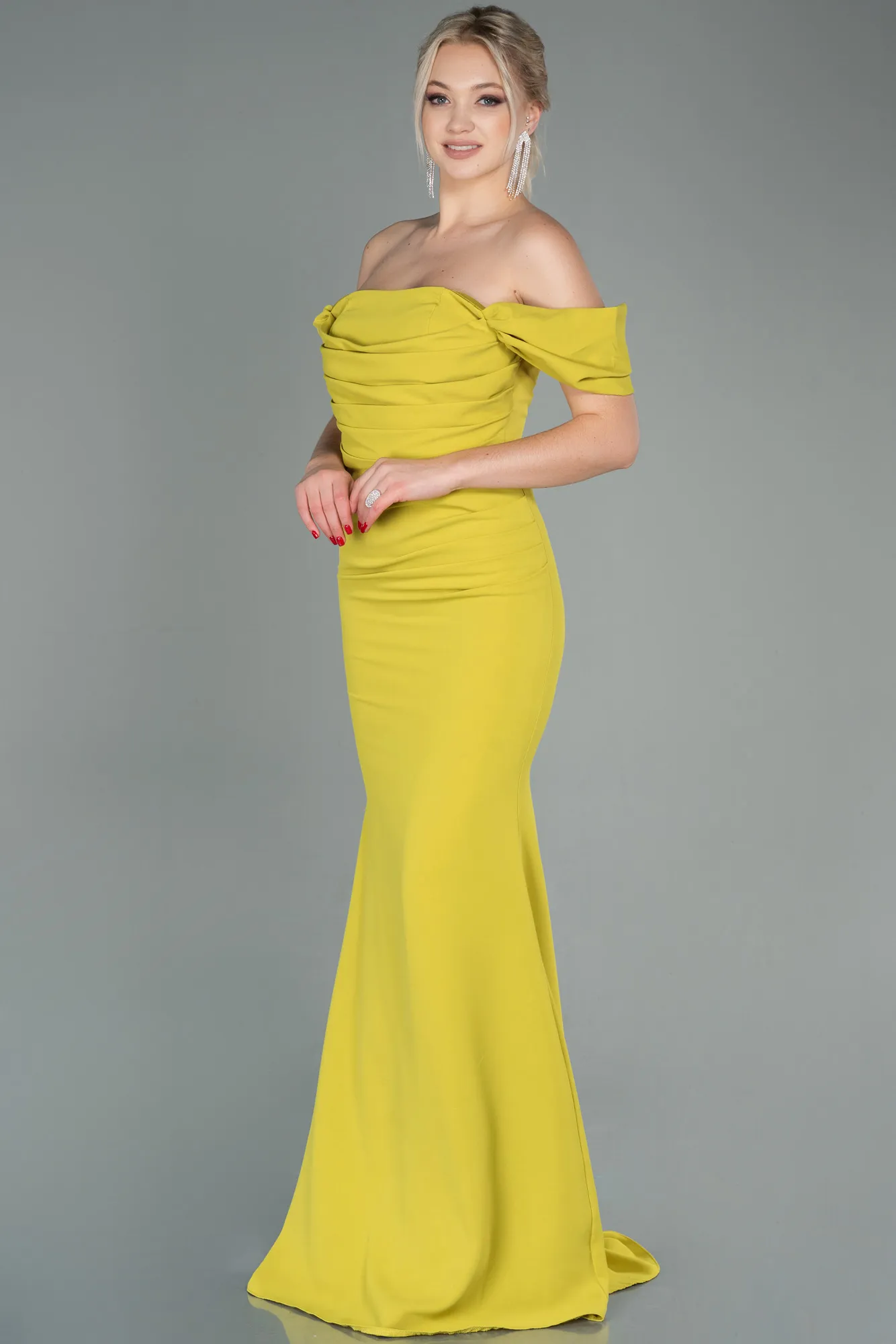Pistachio Green-Long Prom Gown ABU2783