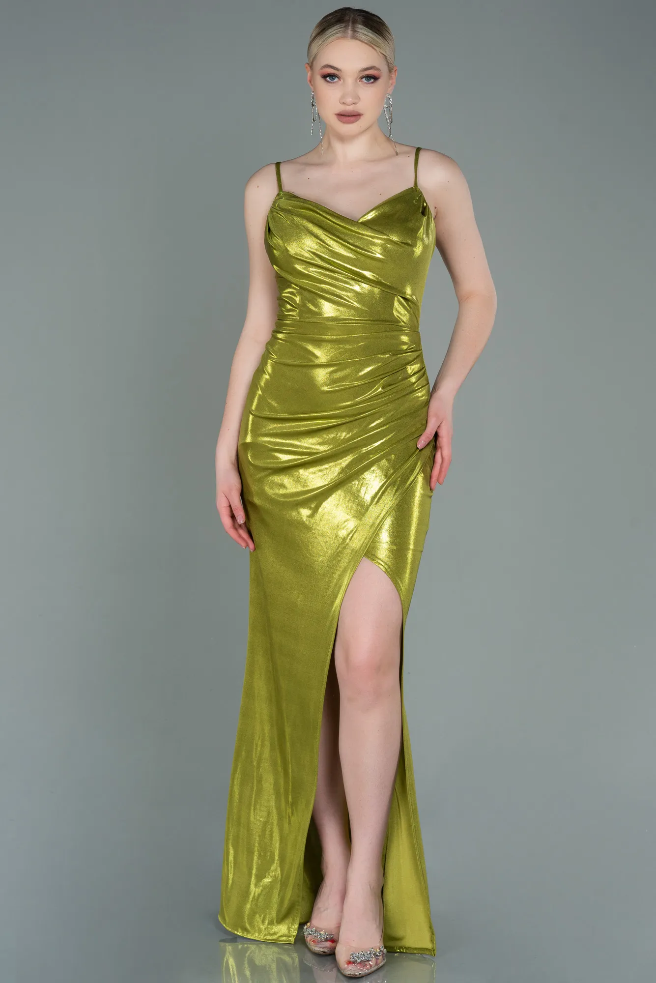 Pistachio Green-Long Prom Gown ABU3057
