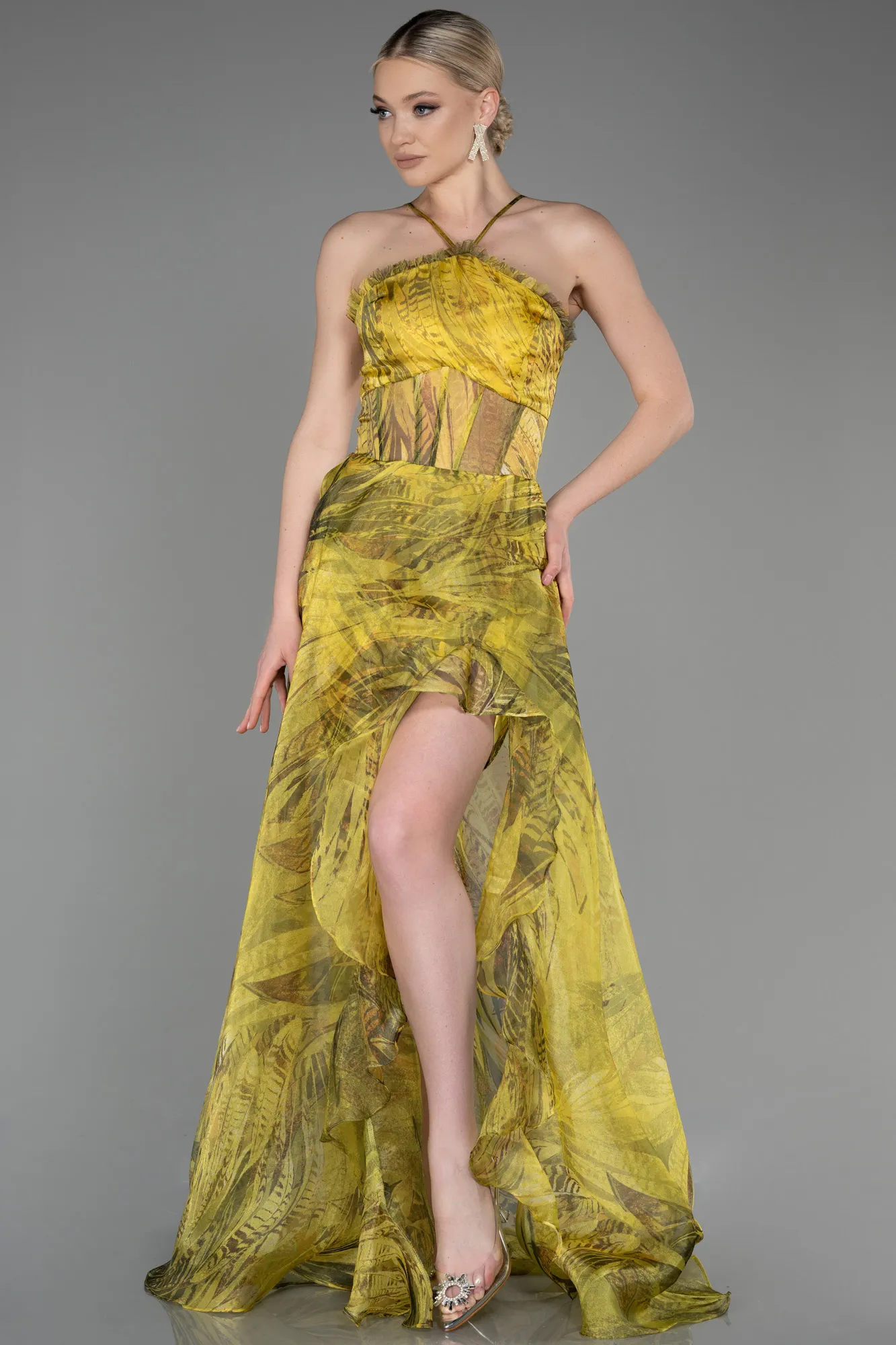 Pistachio Green-Long Prom Gown ABU3763