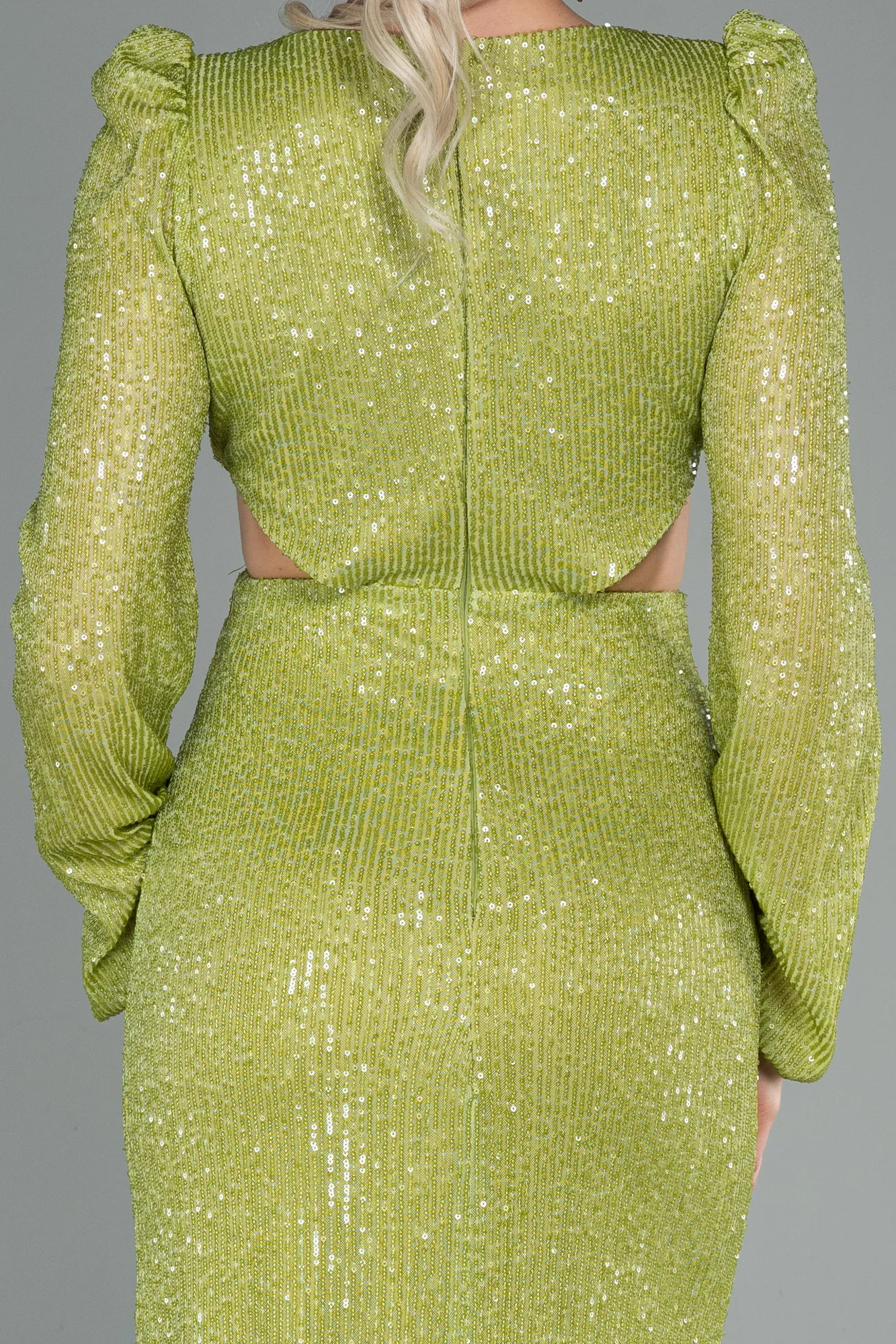 Pistachio Green-Long Scaly Evening Dress ABU2784