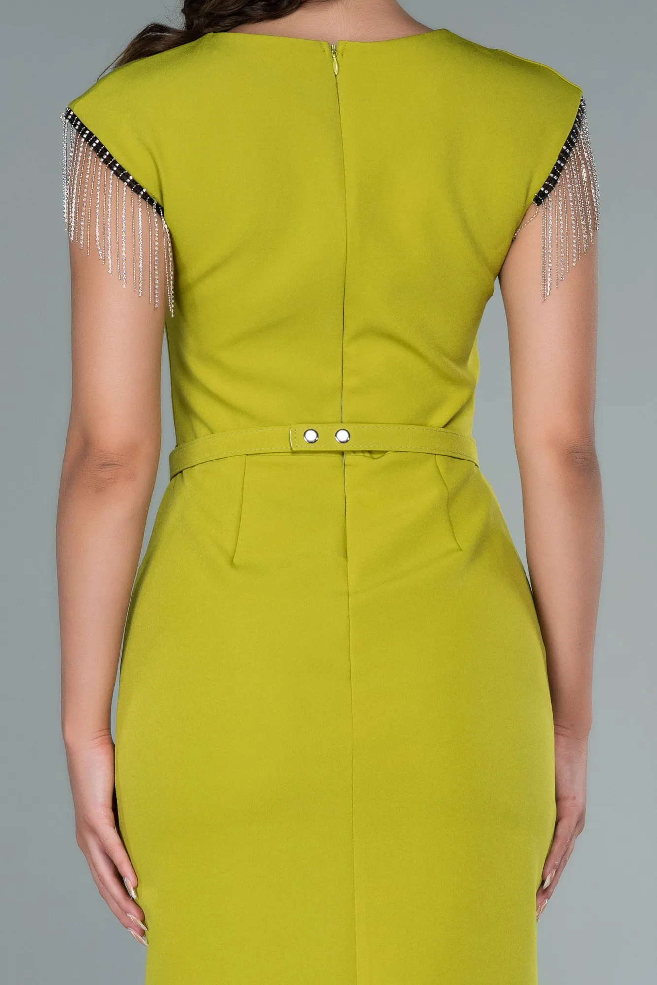 Pistachio Green-Midi Invitation Dress ABK1390