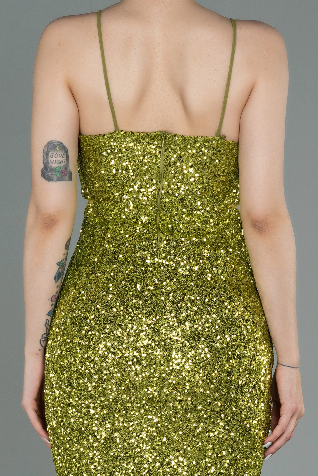 Pistachio Green-Short Scaly Invitation Dress ABK1763