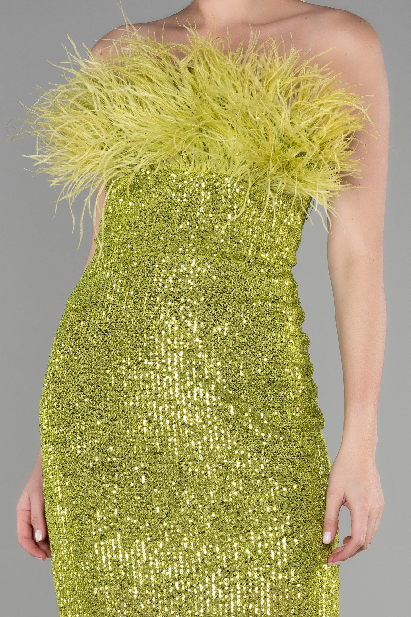 Pistachio Green-Short Scaly Invitation Dress ABK1809