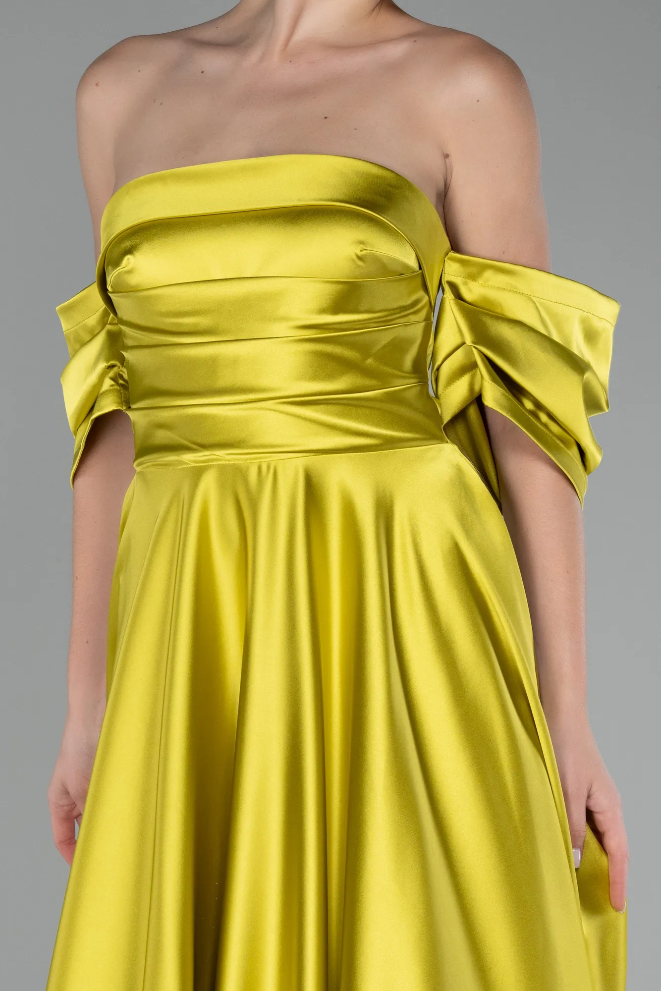 Pistachio Green-Strapless Long Satin Prom Gown ABU4132