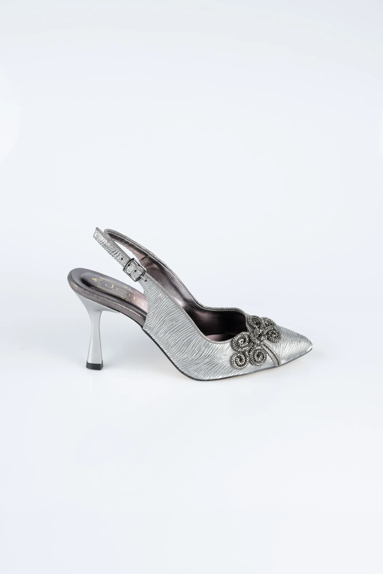 Platinum-Laser Cut Evening Shoe MJ4101