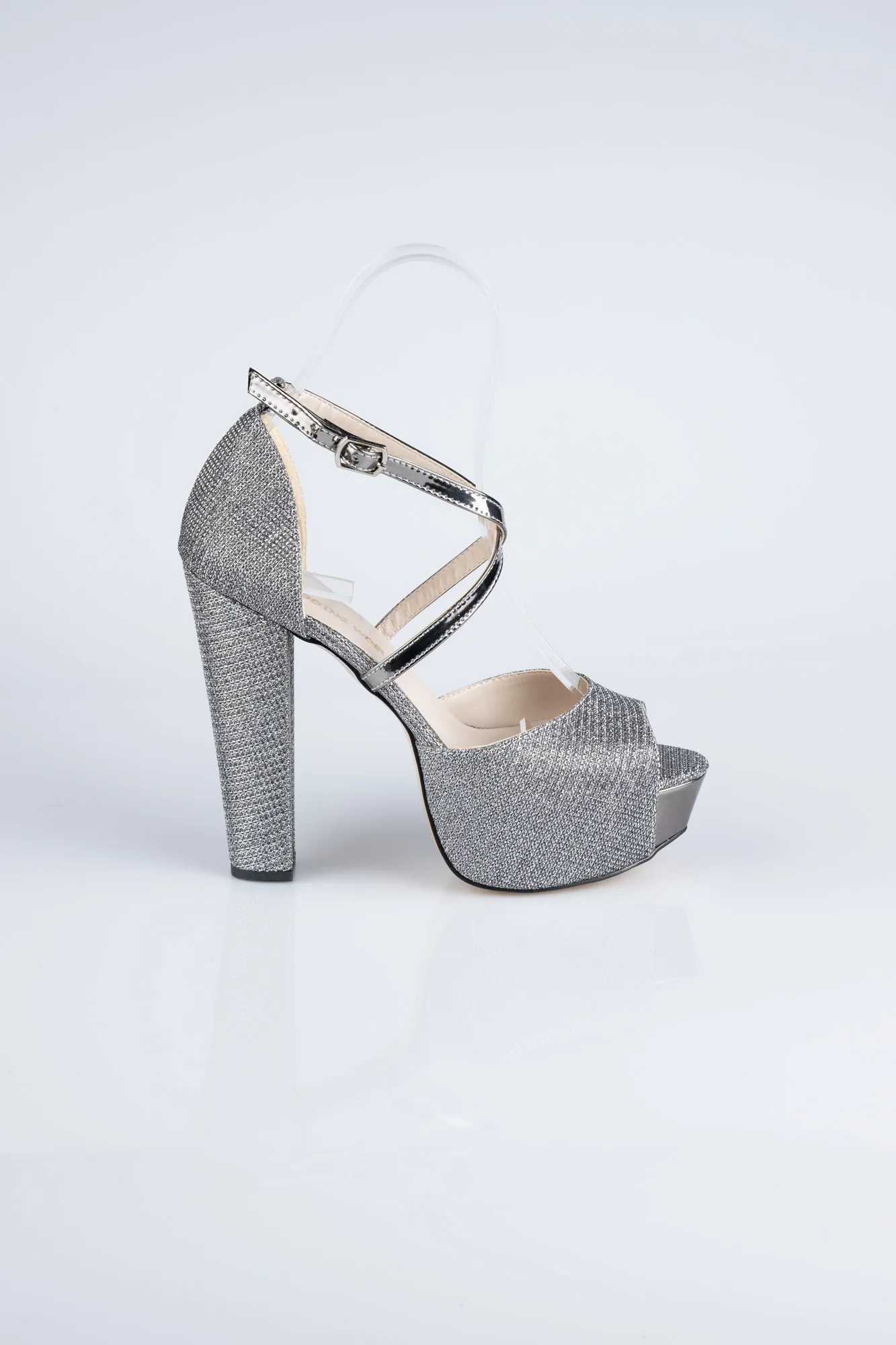Platinum-Silvery Platform Heel AB1059
