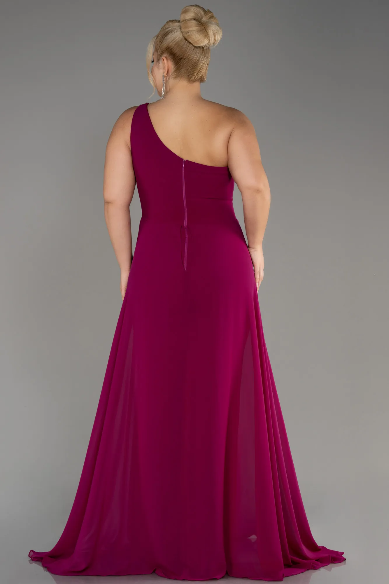 Plum-Chiffon Plus Size Evening Dress Jumpsuit ABT119