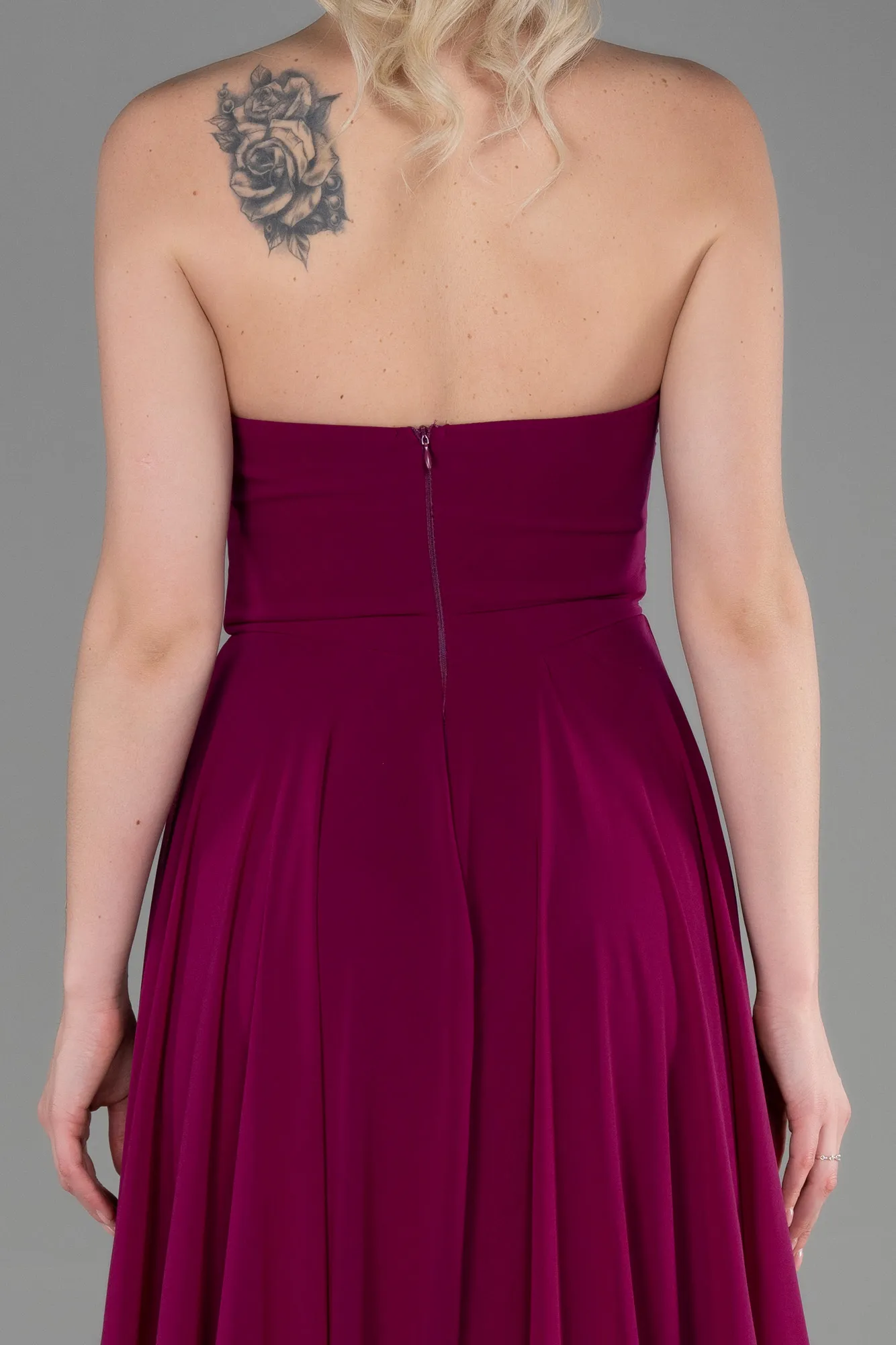 Plum-Long Chiffon Evening Dress ABU3343