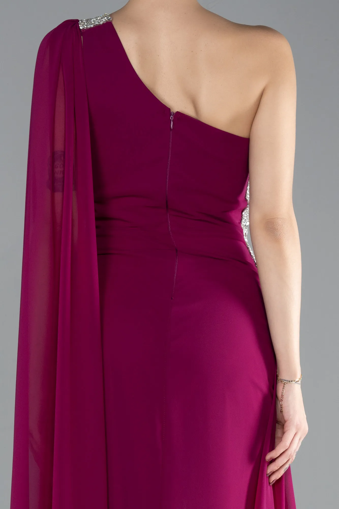 Plum-Long Chiffon Evening Dress ABU4406