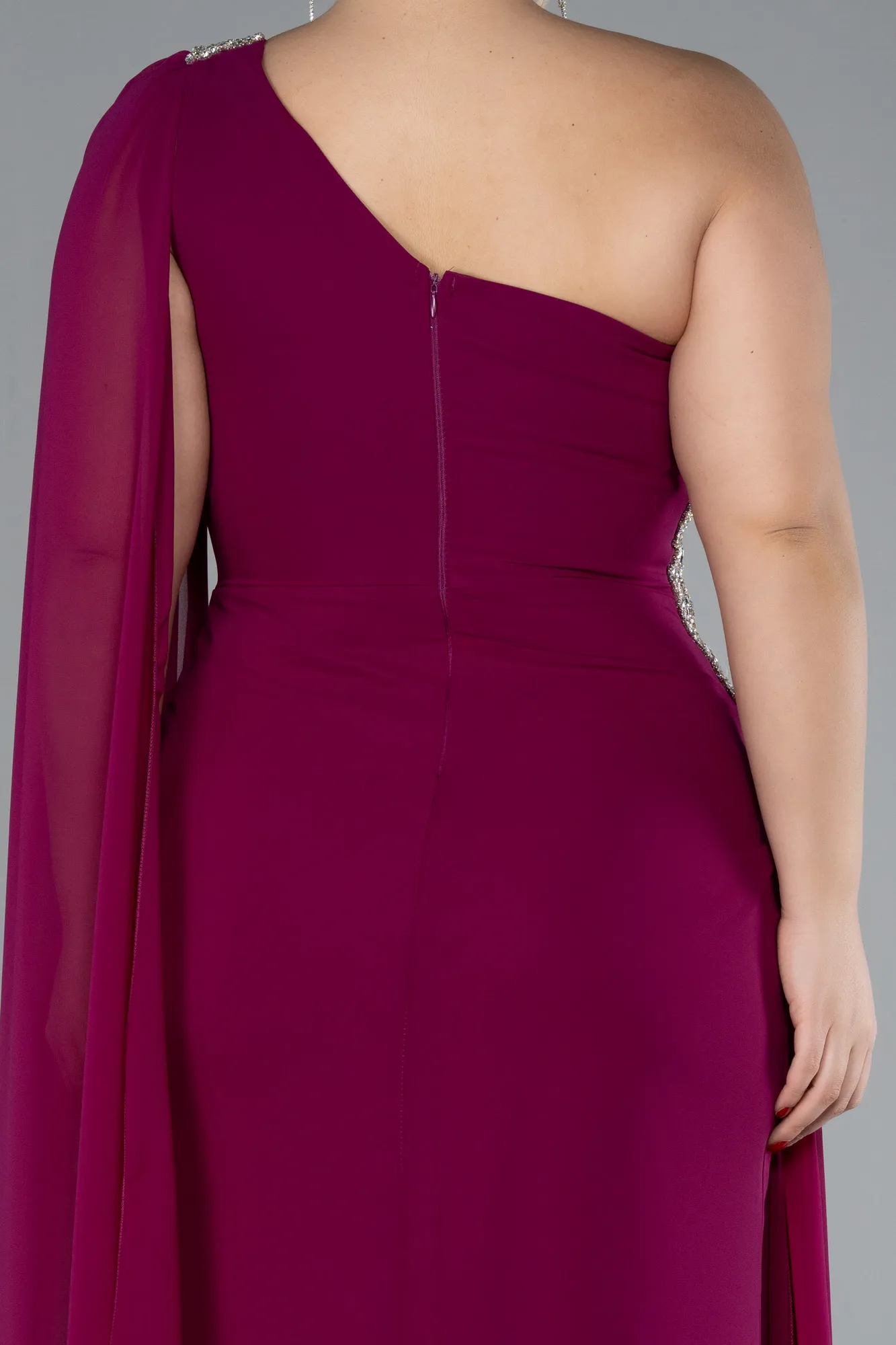 Plum-Long Chiffon Formal Plus Size Dress ABU4407