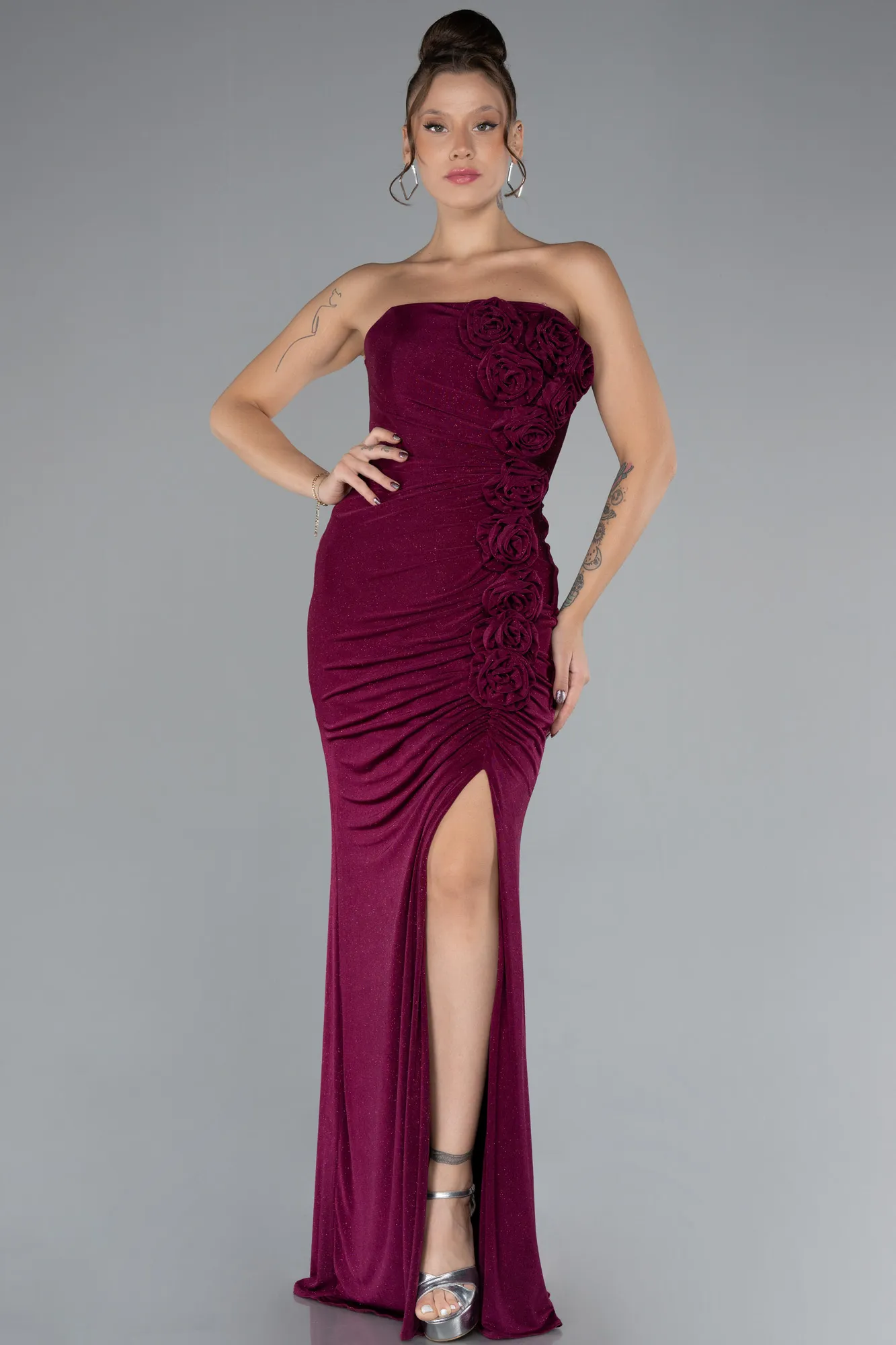 Plum-Long Evening Dress ABU4225