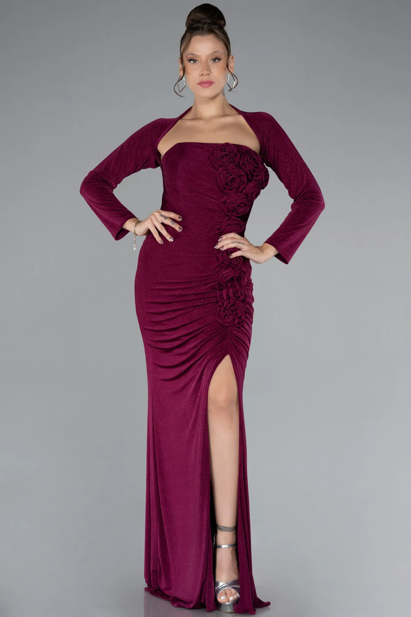 Plum-Long Evening Dress ABU4225