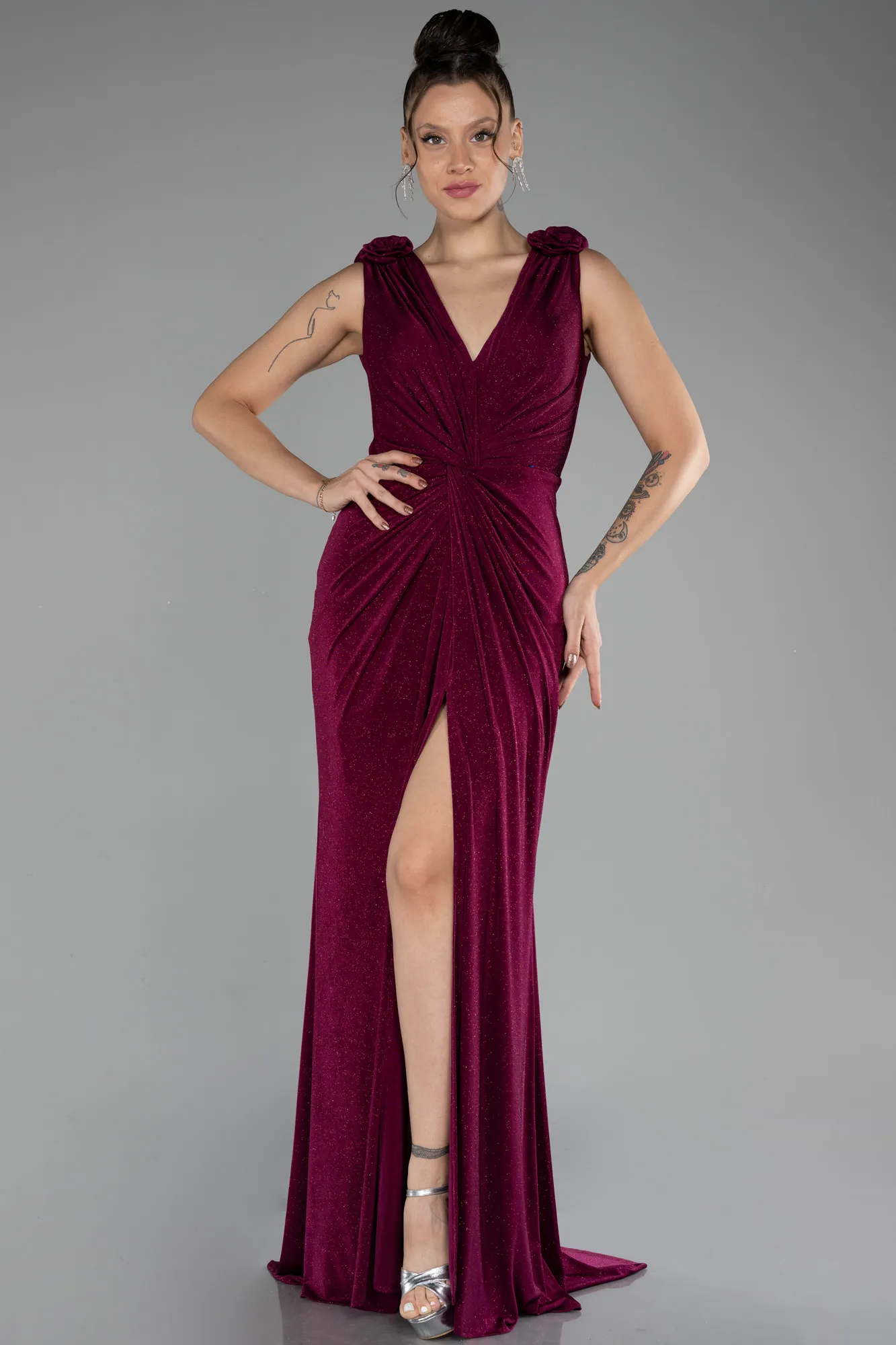 Plum-Long Evening Dress ABU4226