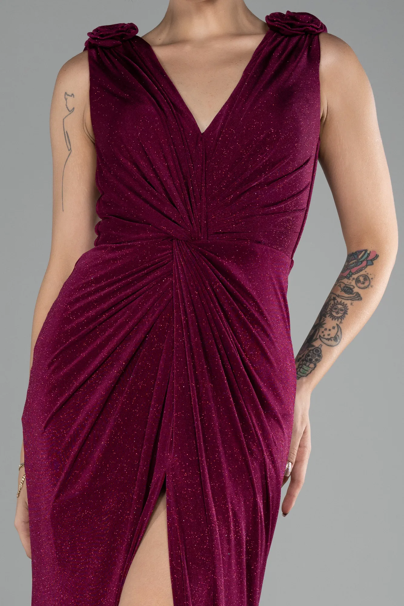 Plum-Long Evening Dress ABU4226