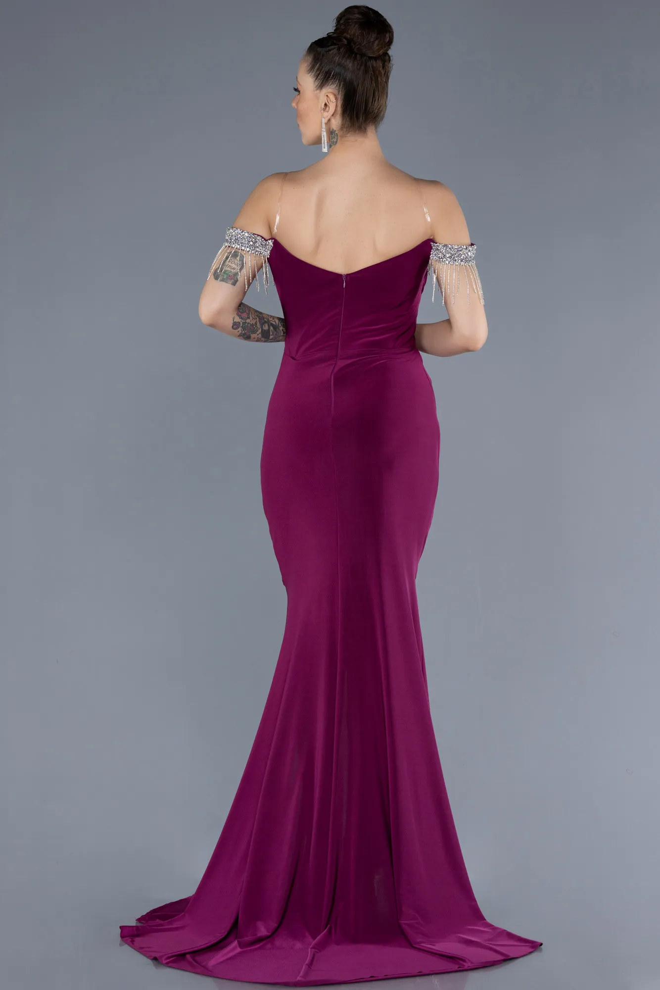 Plum-Long Evening Dress ABU4553