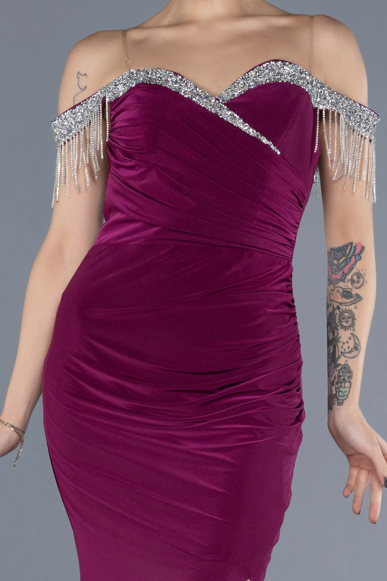 Plum-Long Evening Dress ABU4553