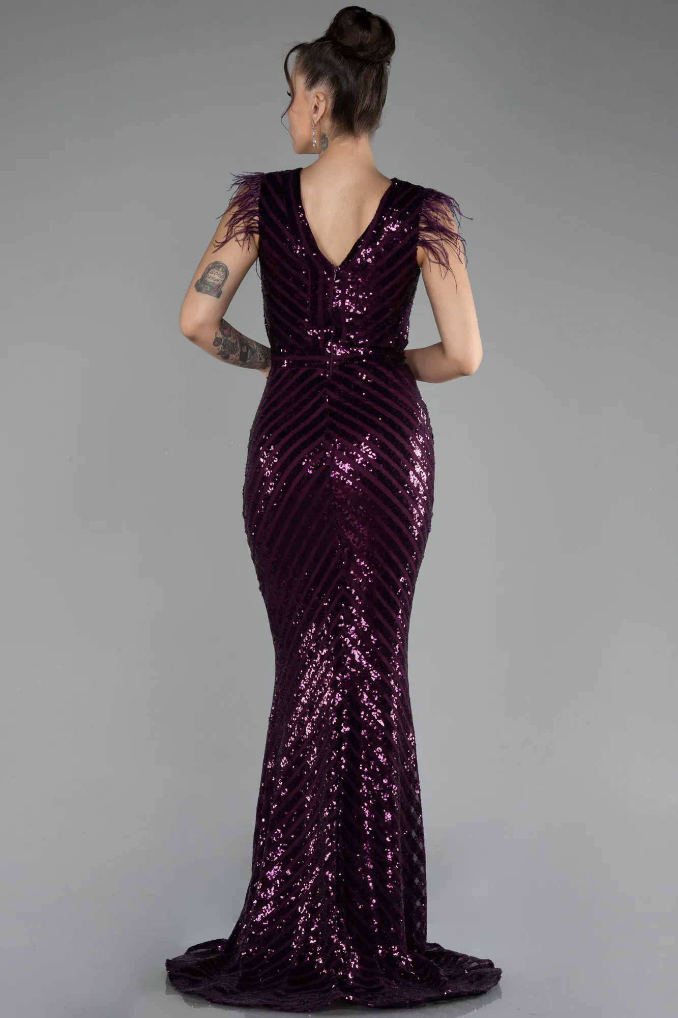 Plum-Long Evening Dress ABU881