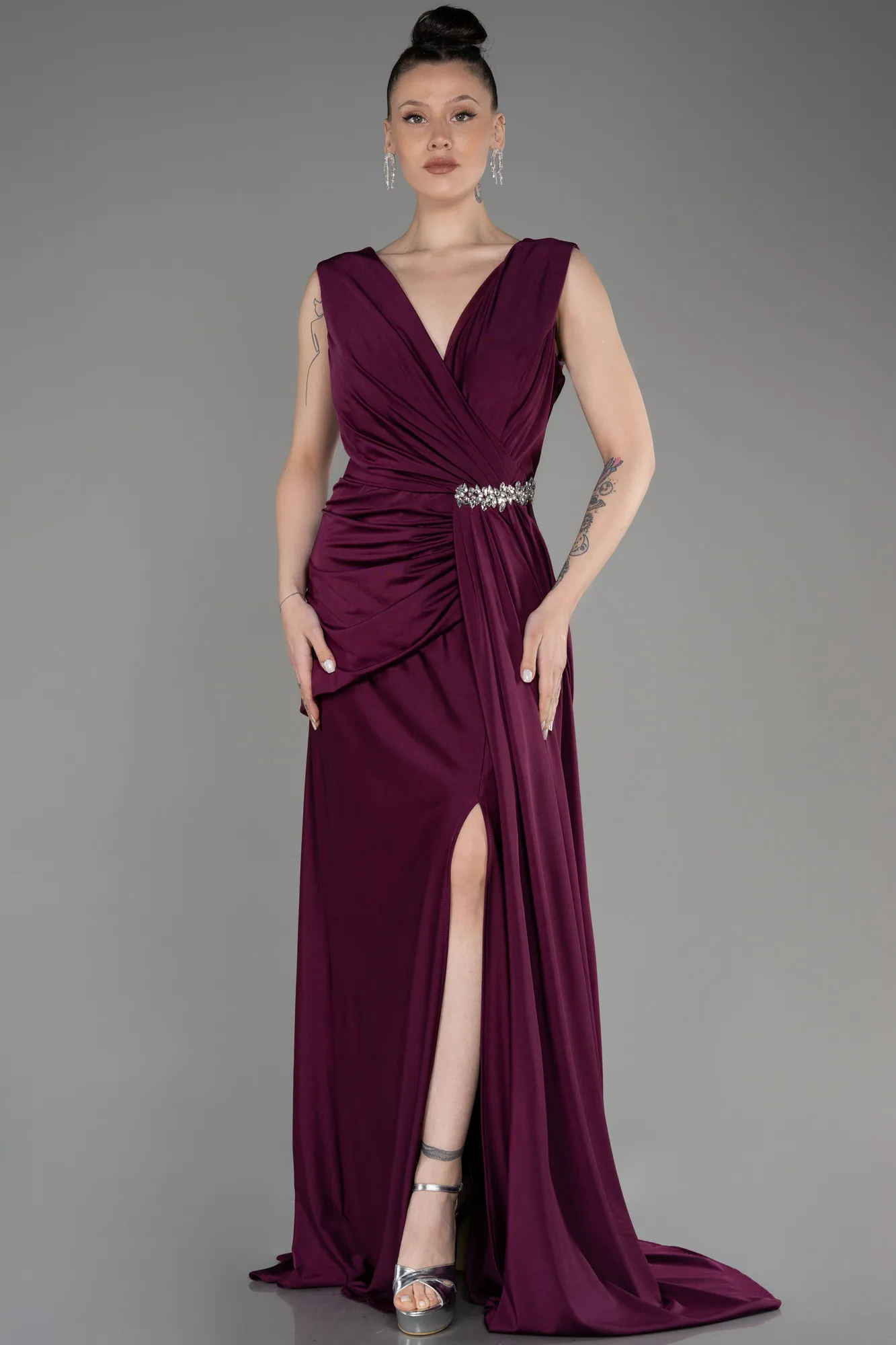 Plum-Long Formal Plus Size Dress ABU3737