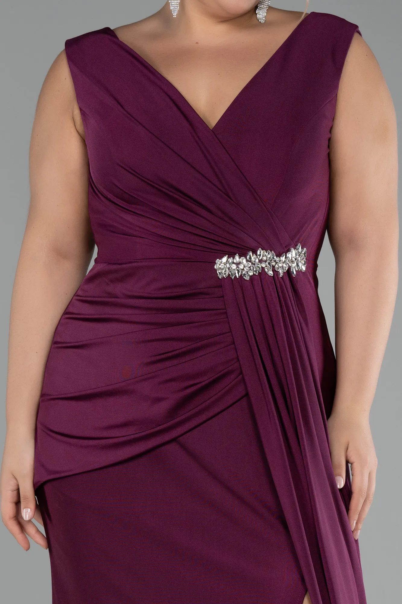 Plum-Long Formal Plus Size Dress ABU3737