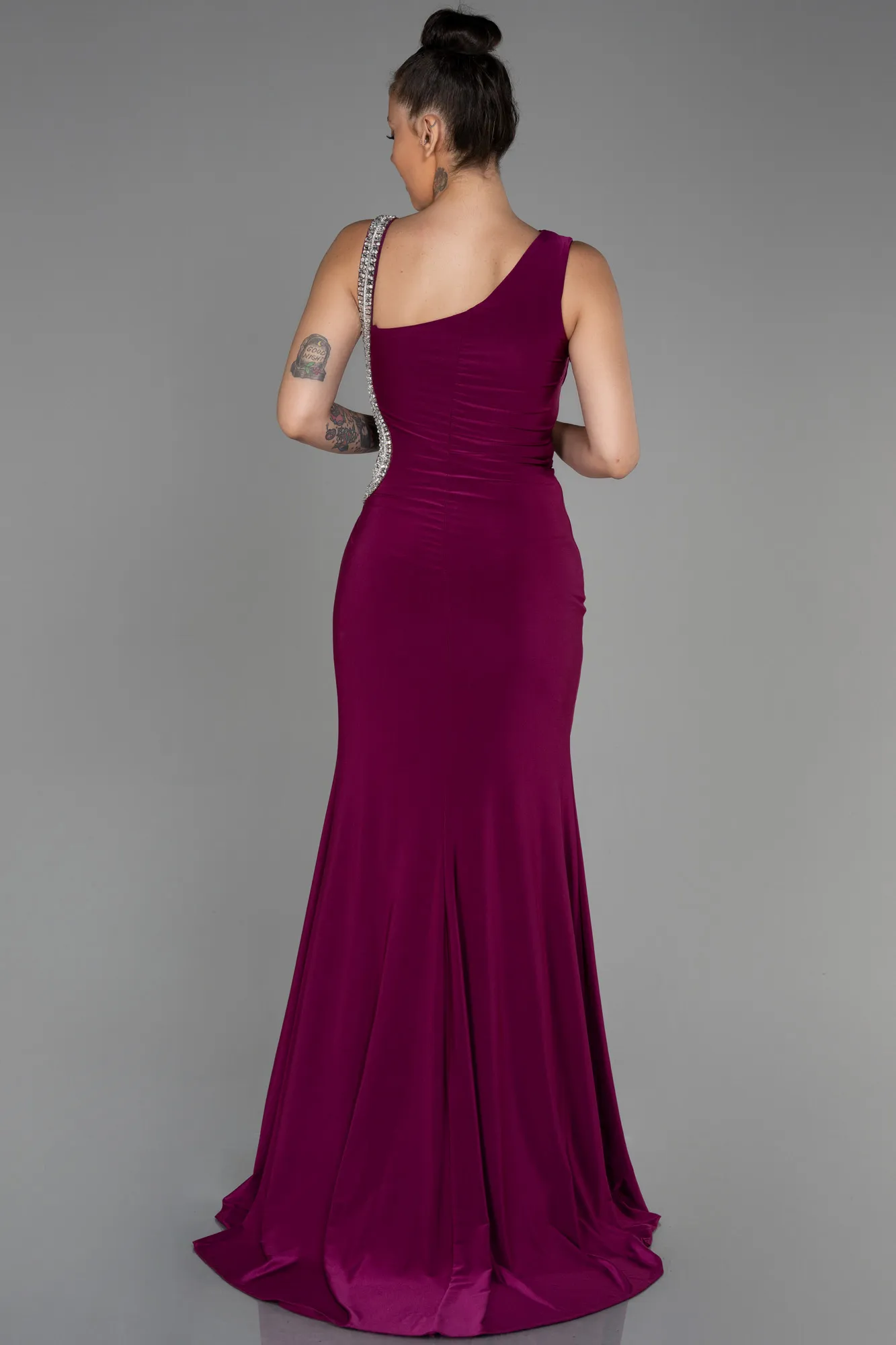 Plum-Long Mermaid Evening Dress ABU3206