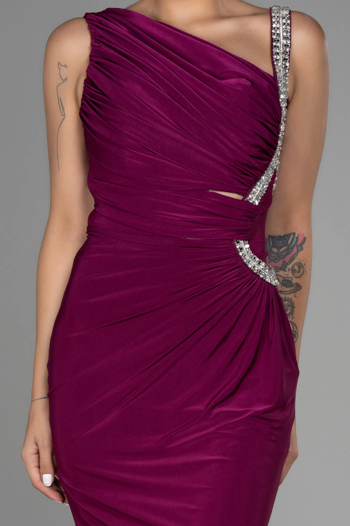 Plum-Long Mermaid Evening Dress ABU3206