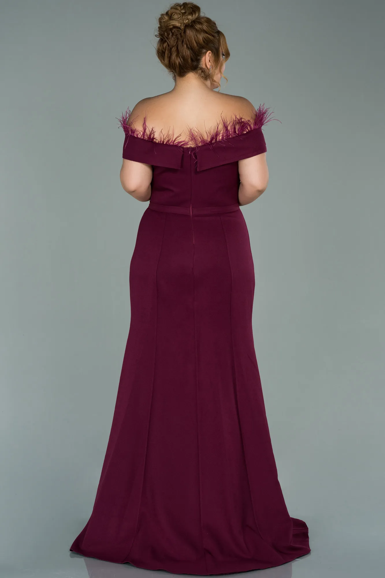 Plum-Long Oversized Evening Dress ABU1459