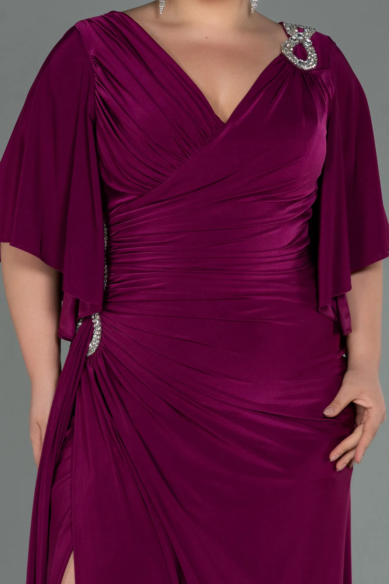 Plum-Long Plus Size Evening Dress ABU3173