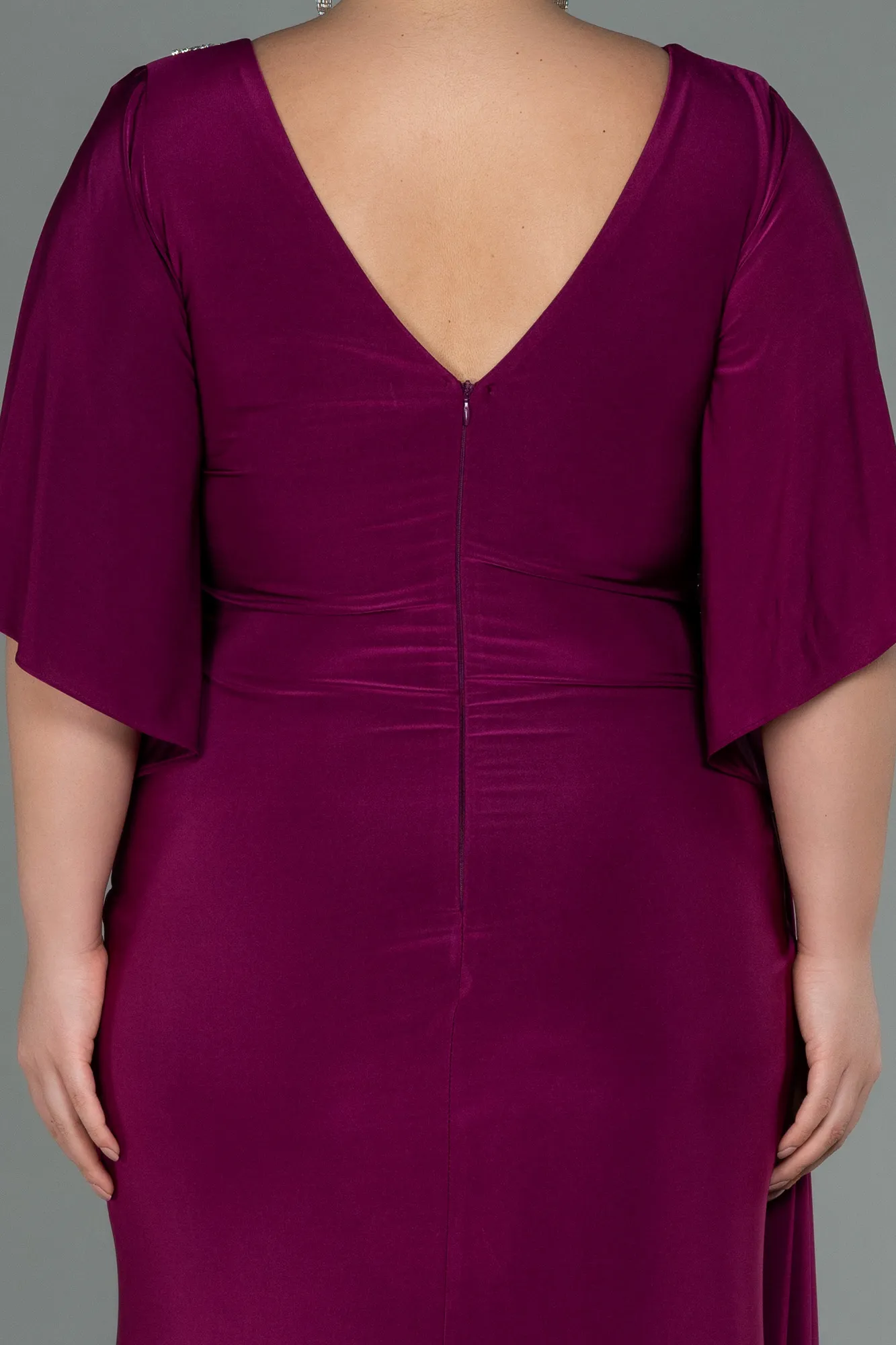 Plum-Long Plus Size Evening Dress ABU3173