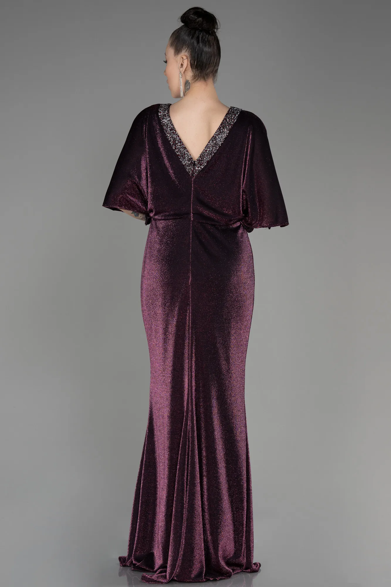 Plum-Long Plus Size Evening Dress ABU3743