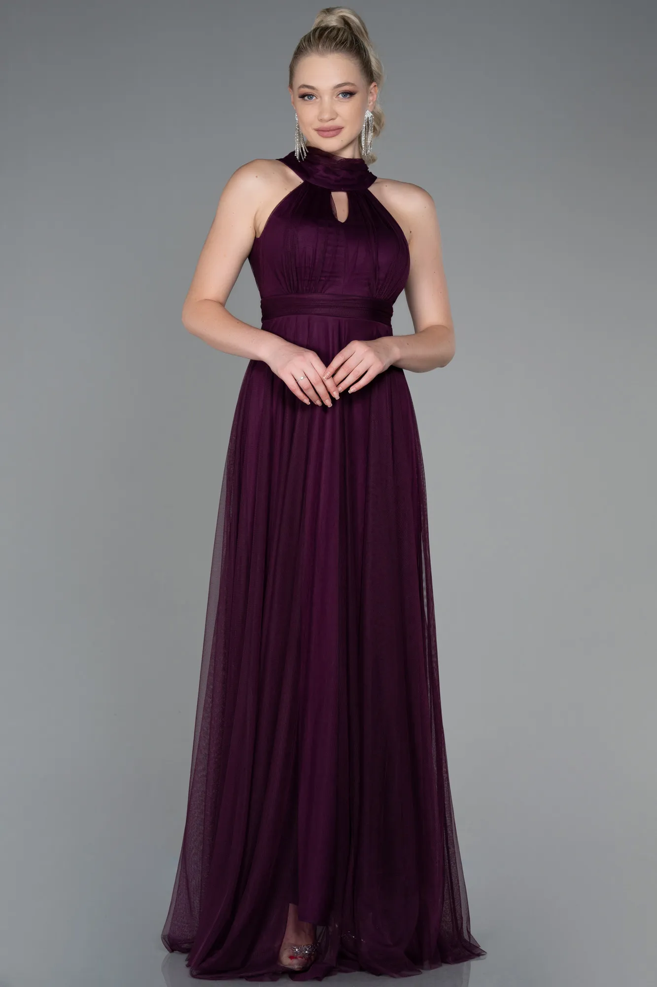 Plum-Long Prom Gown ABU3252