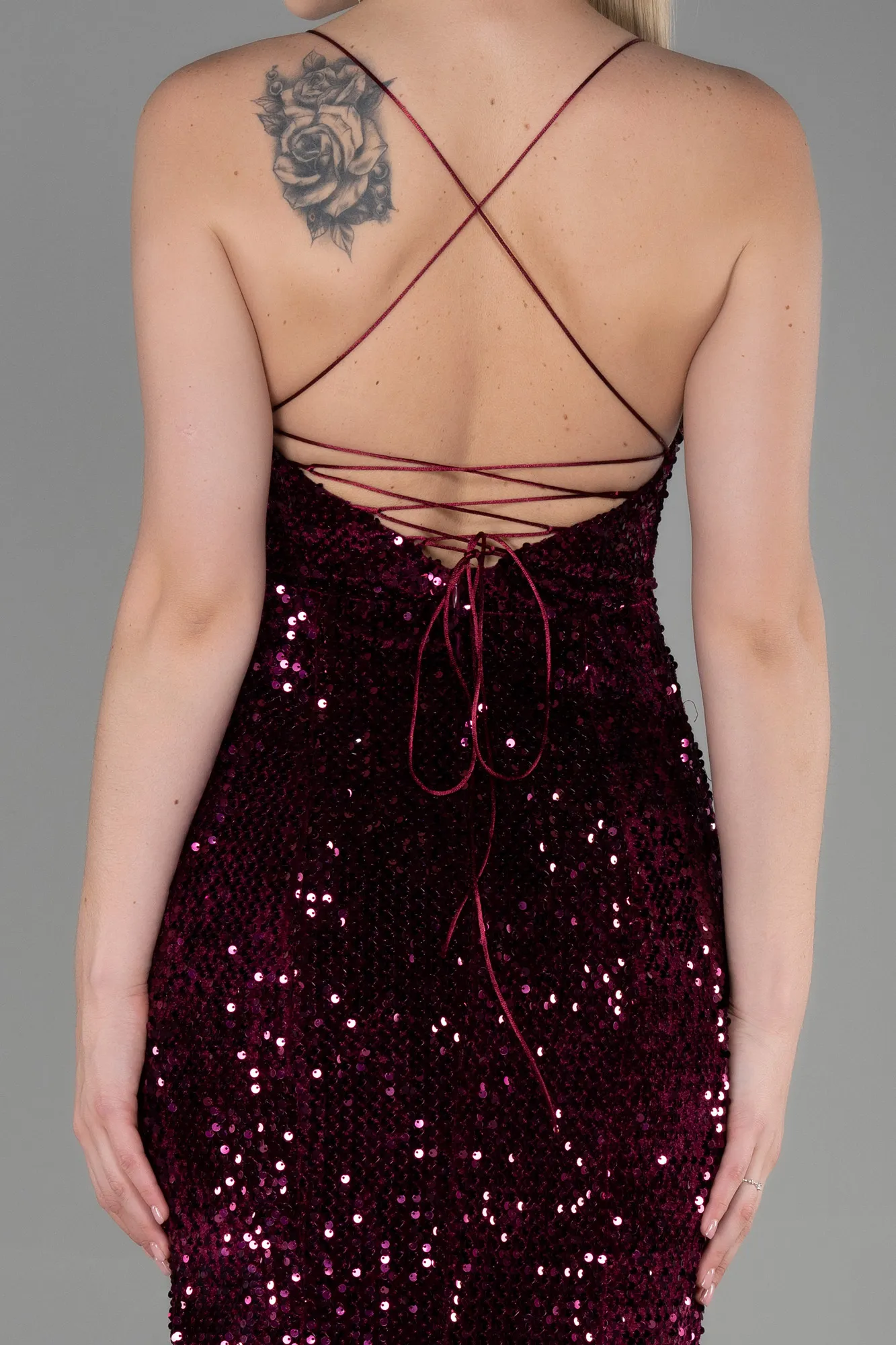 Plum-Long Velvet Mermaid Evening Dress ABU2787