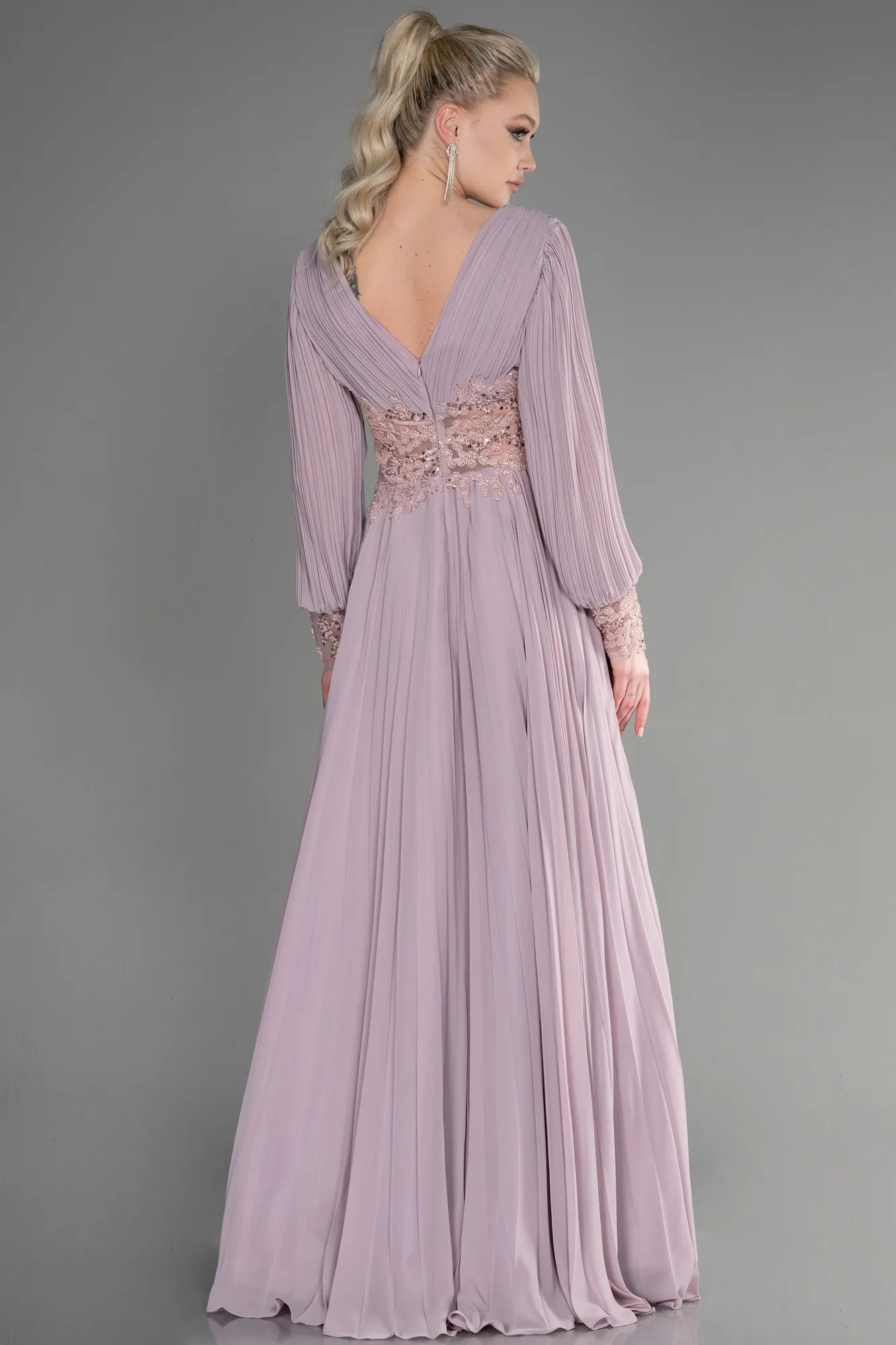 Powder Color-Long Chiffon Evening Dress ABU2183