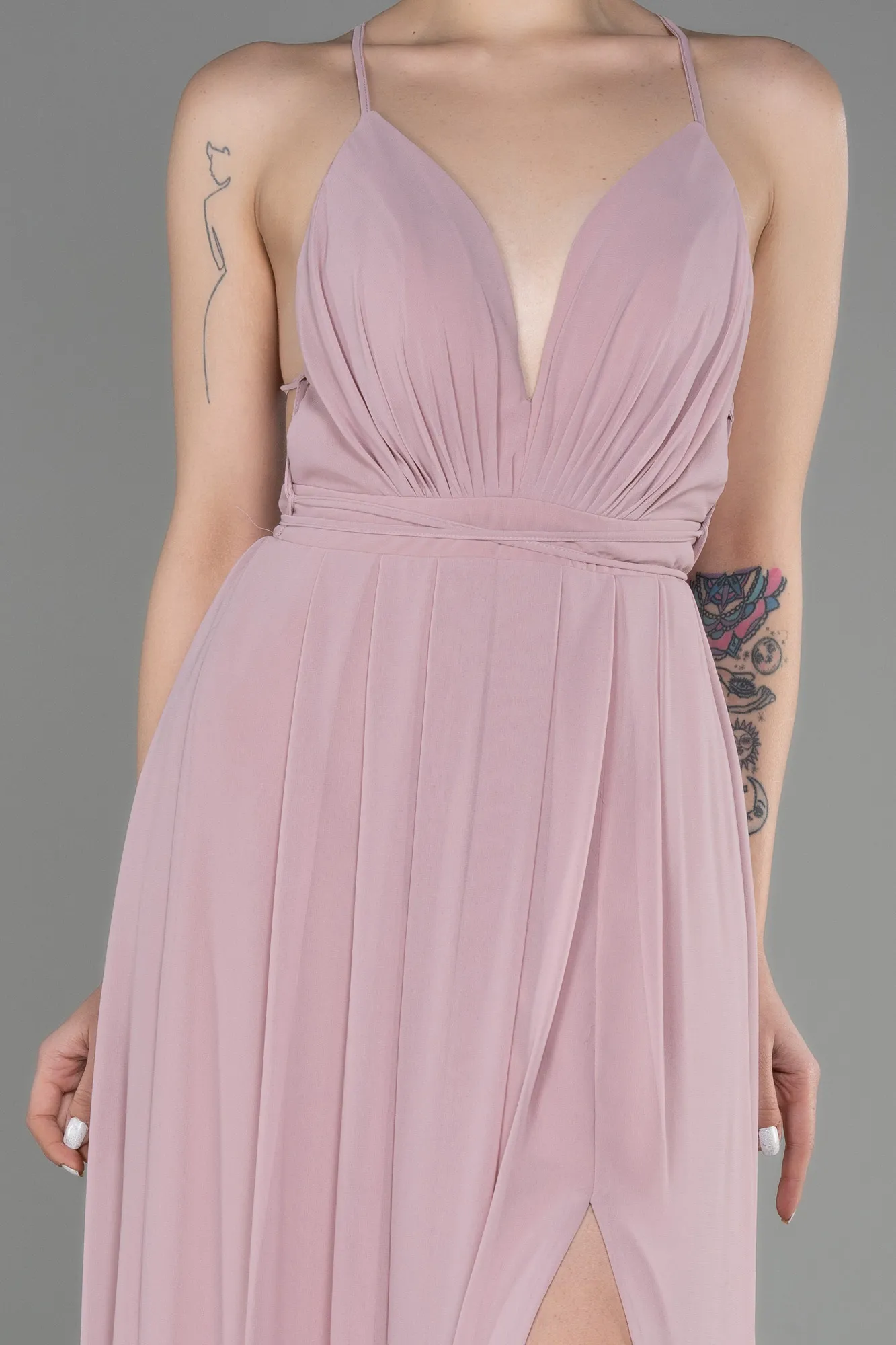 Powder Color-Long Chiffon Prom Gown ABU3548