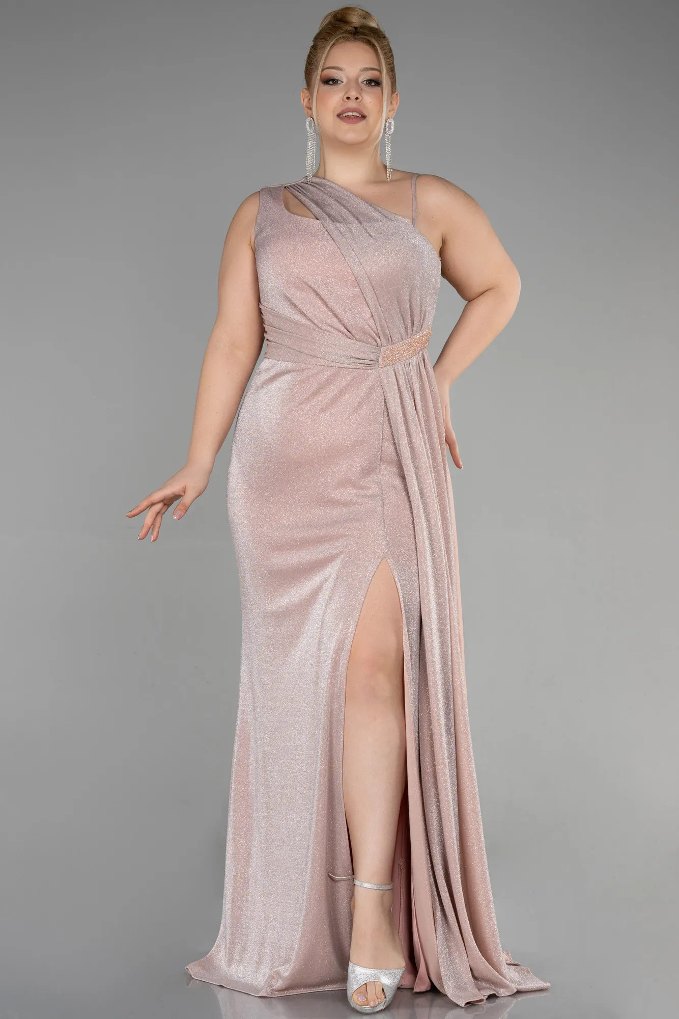 Powder Color-Long Formal Plus Size Dress ABU3639