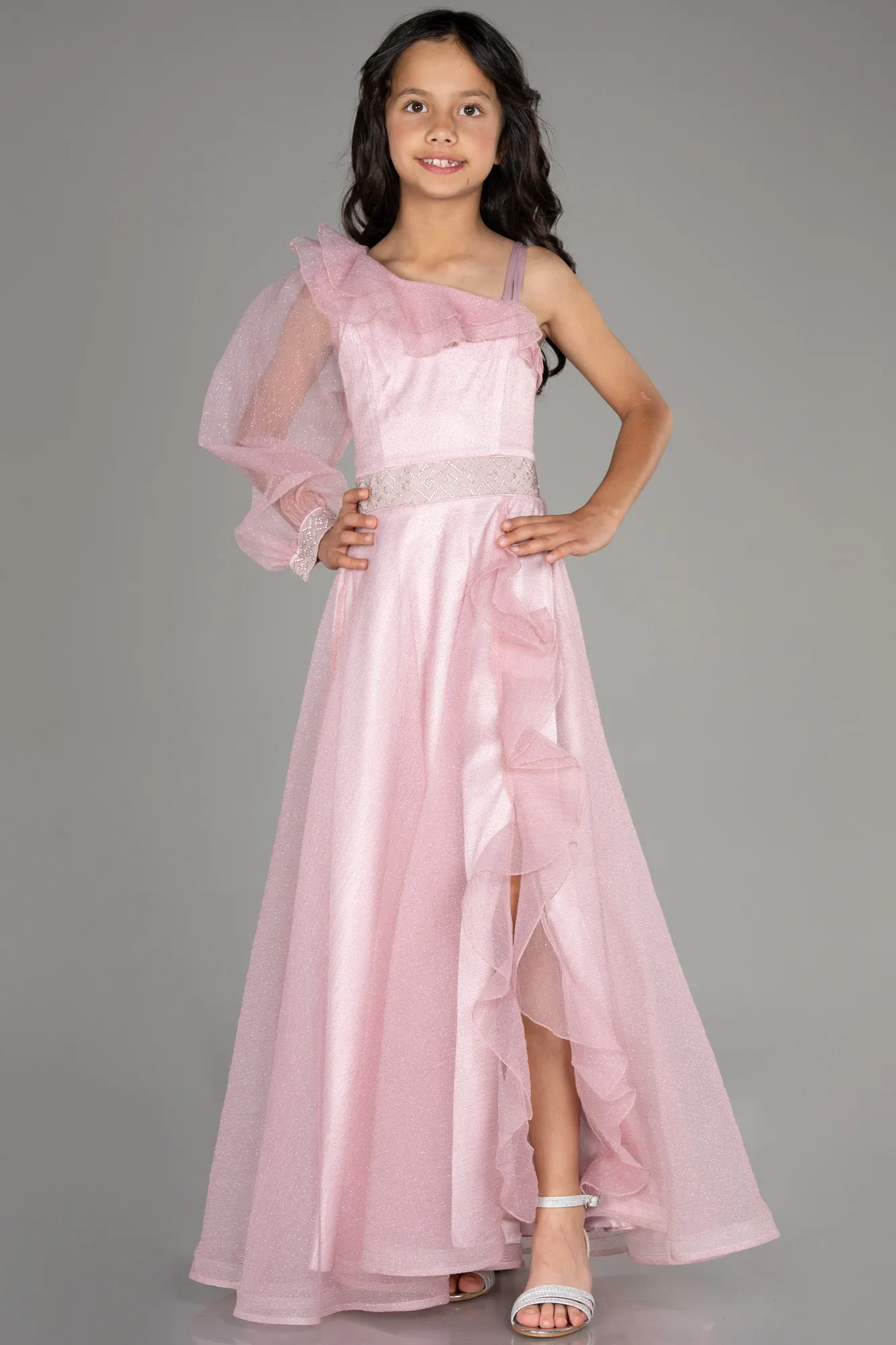 Powder Color-Long Girl Dress ABU2453