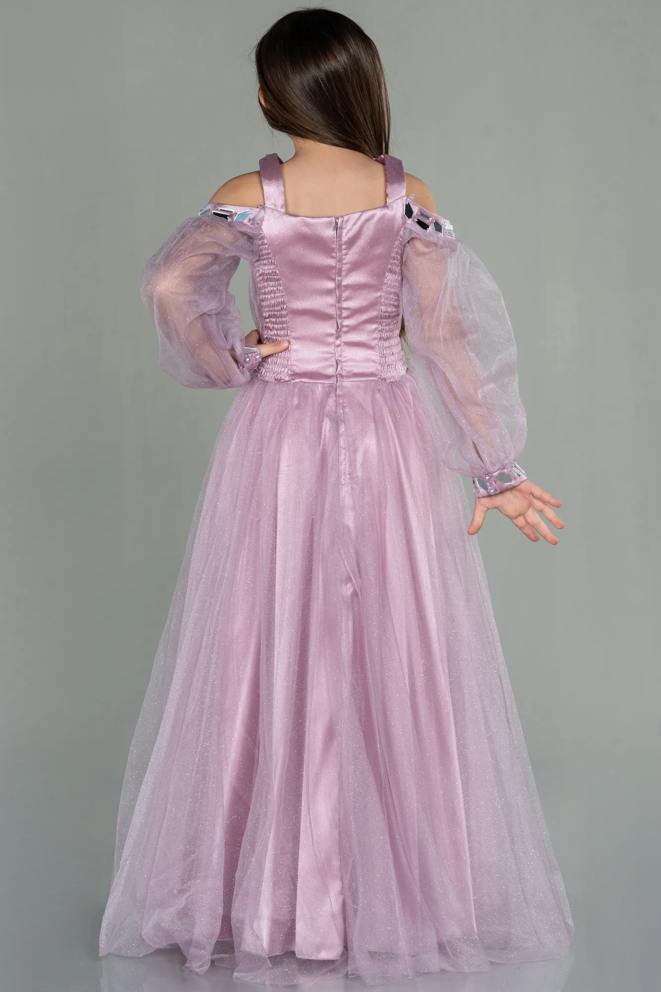 Powder Color-Long Girl Dress ABU2454