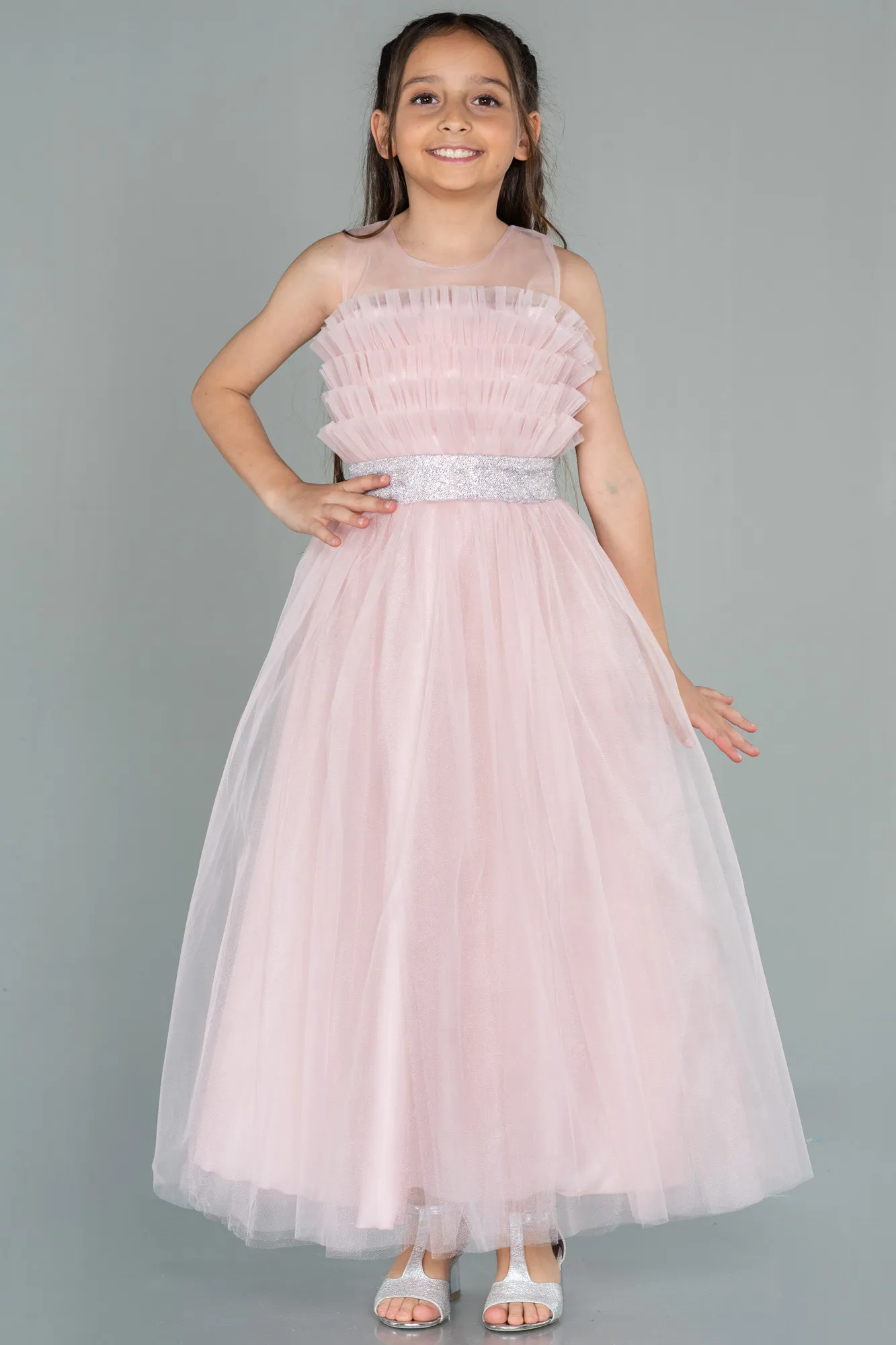 Powder Color-Long Girl Dress ABU3032