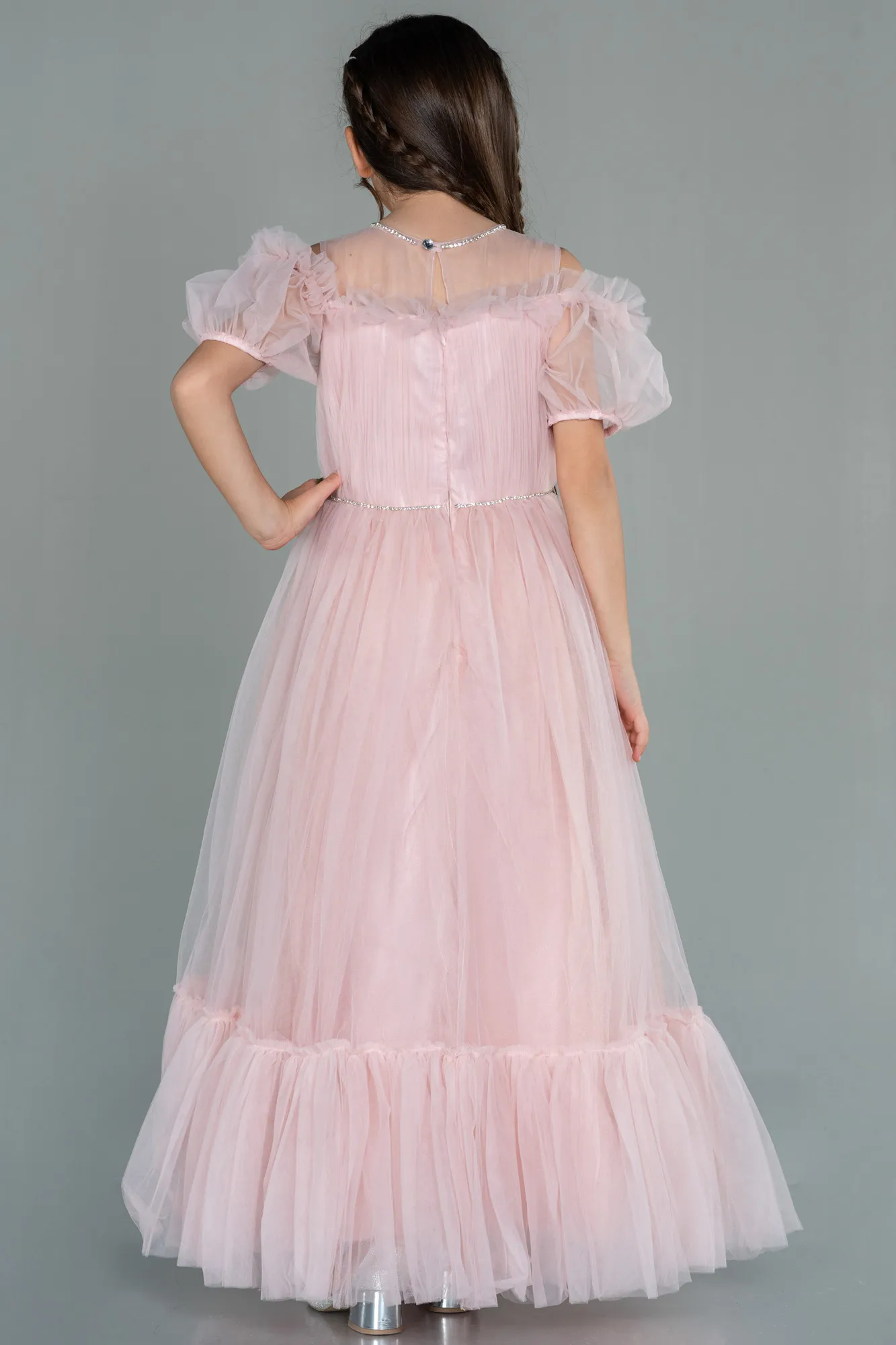 Powder Color-Long Girl Dress ABU3042