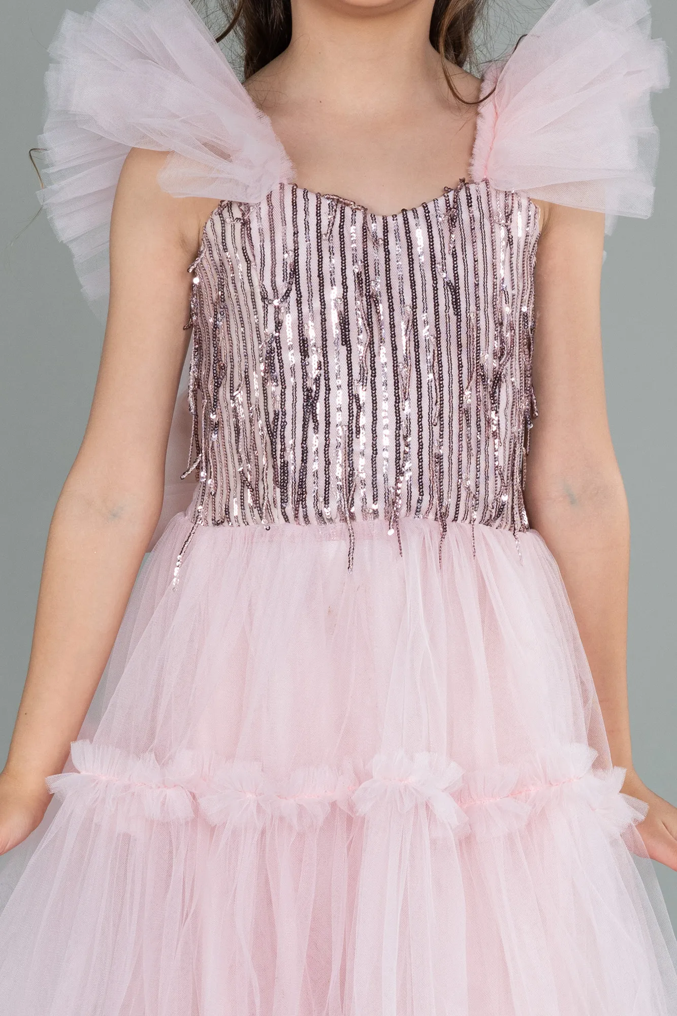 Powder Color-Long Girl Dress ABU3045