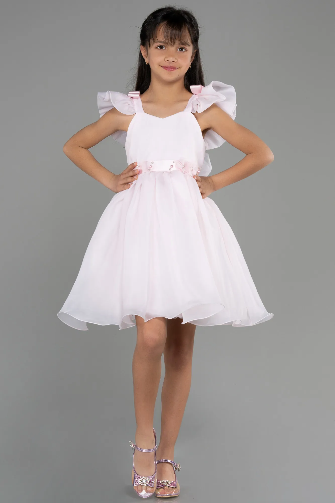 Powder Color-Long Girl Dress ABU3722