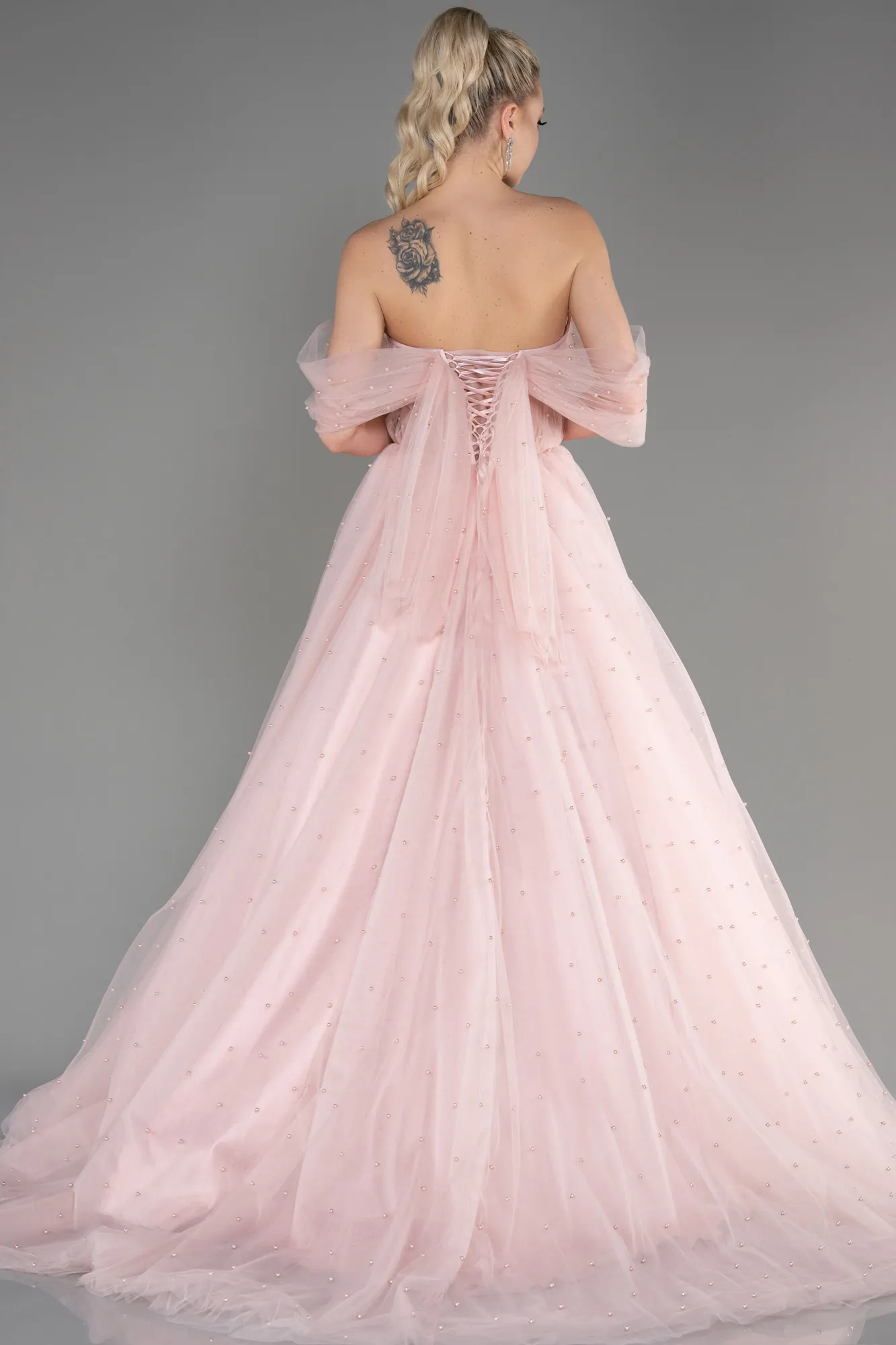 Powder Color-Long Haute Couture Dress ABU3599
