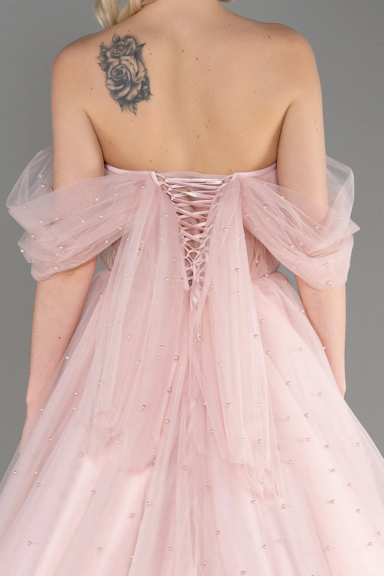Powder Color-Long Haute Couture Dress ABU3599