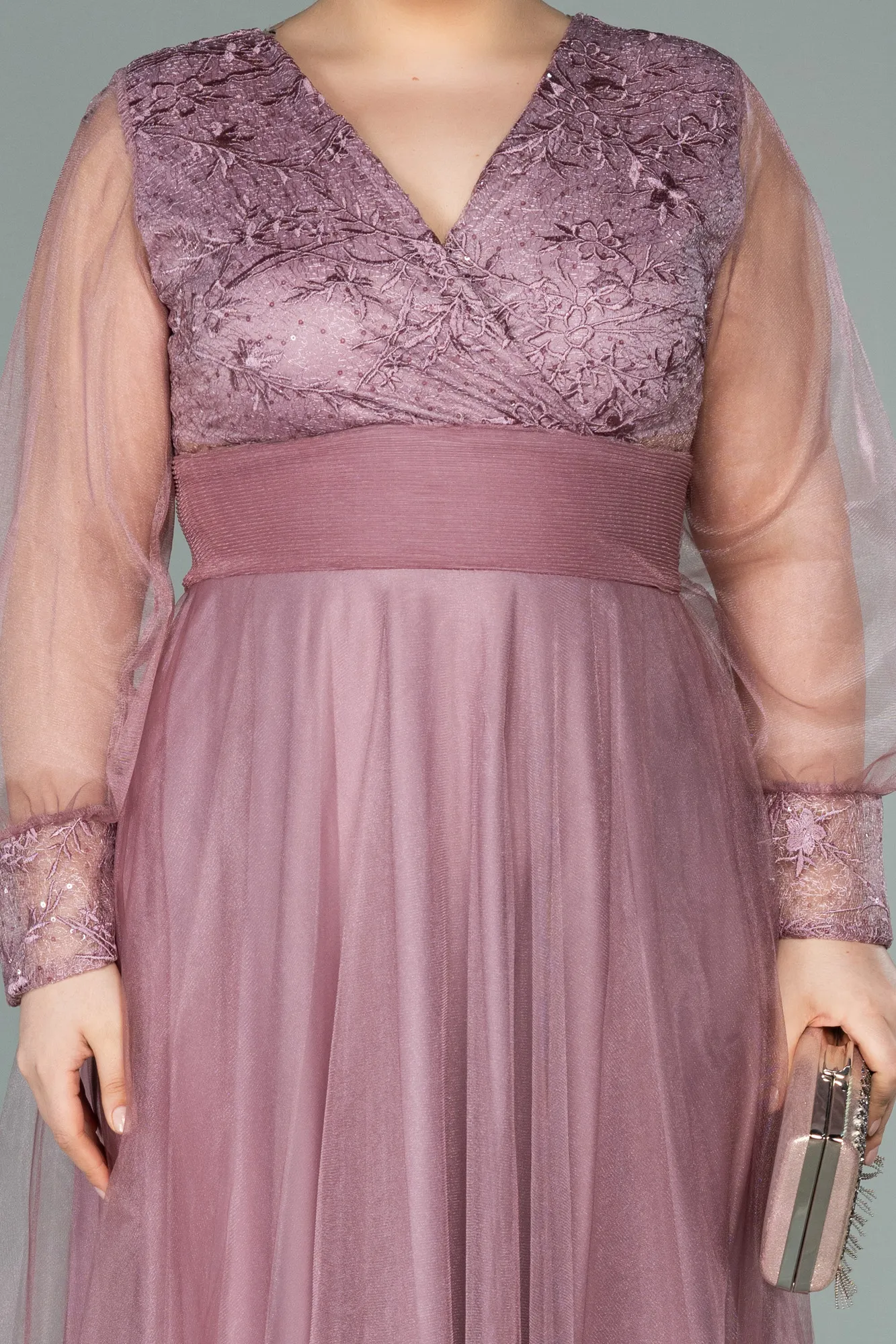 Powder Color-Long Plus Size Evening Dress ABU2196