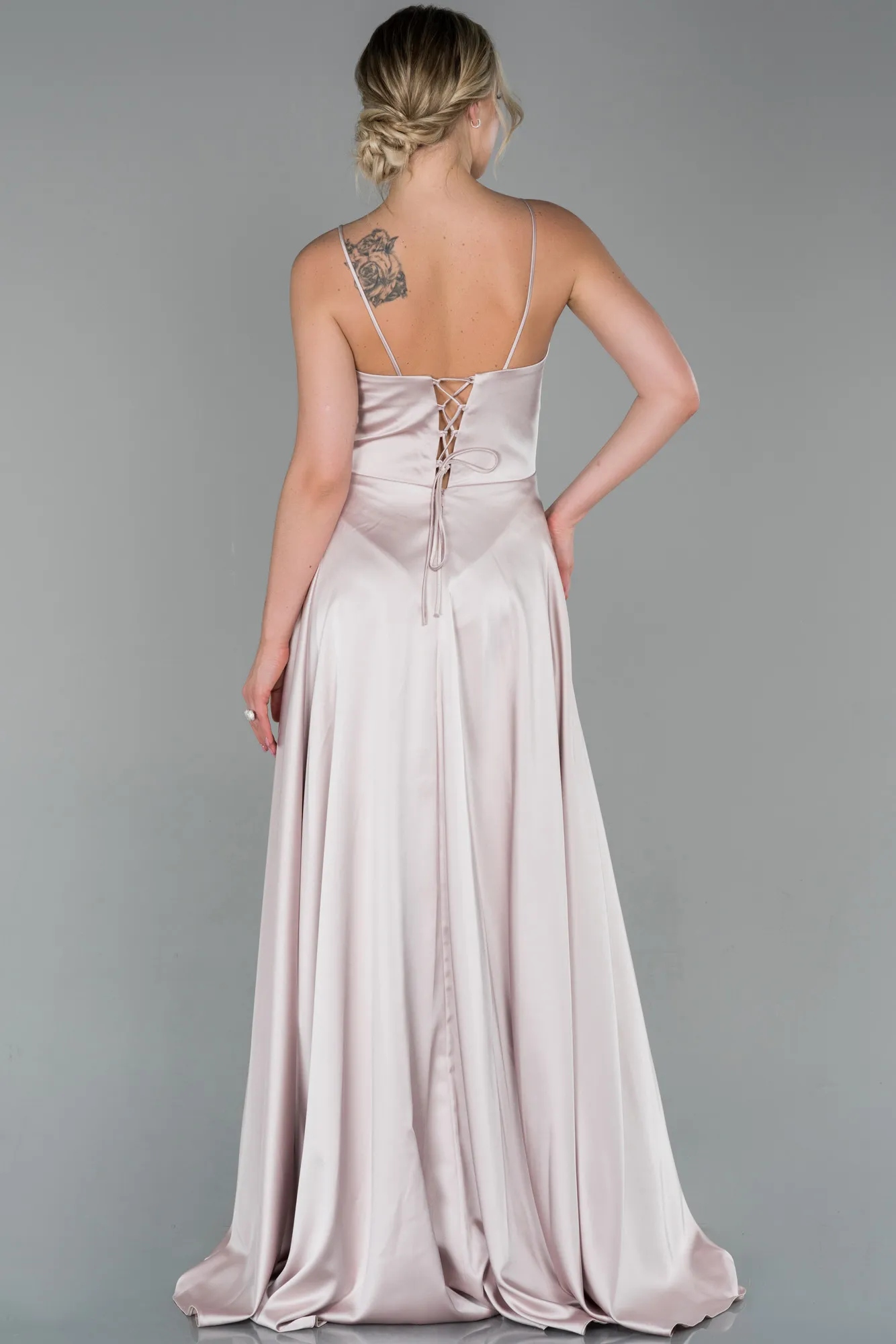 Powder Color-Long Satin Evening Dress ABU1458