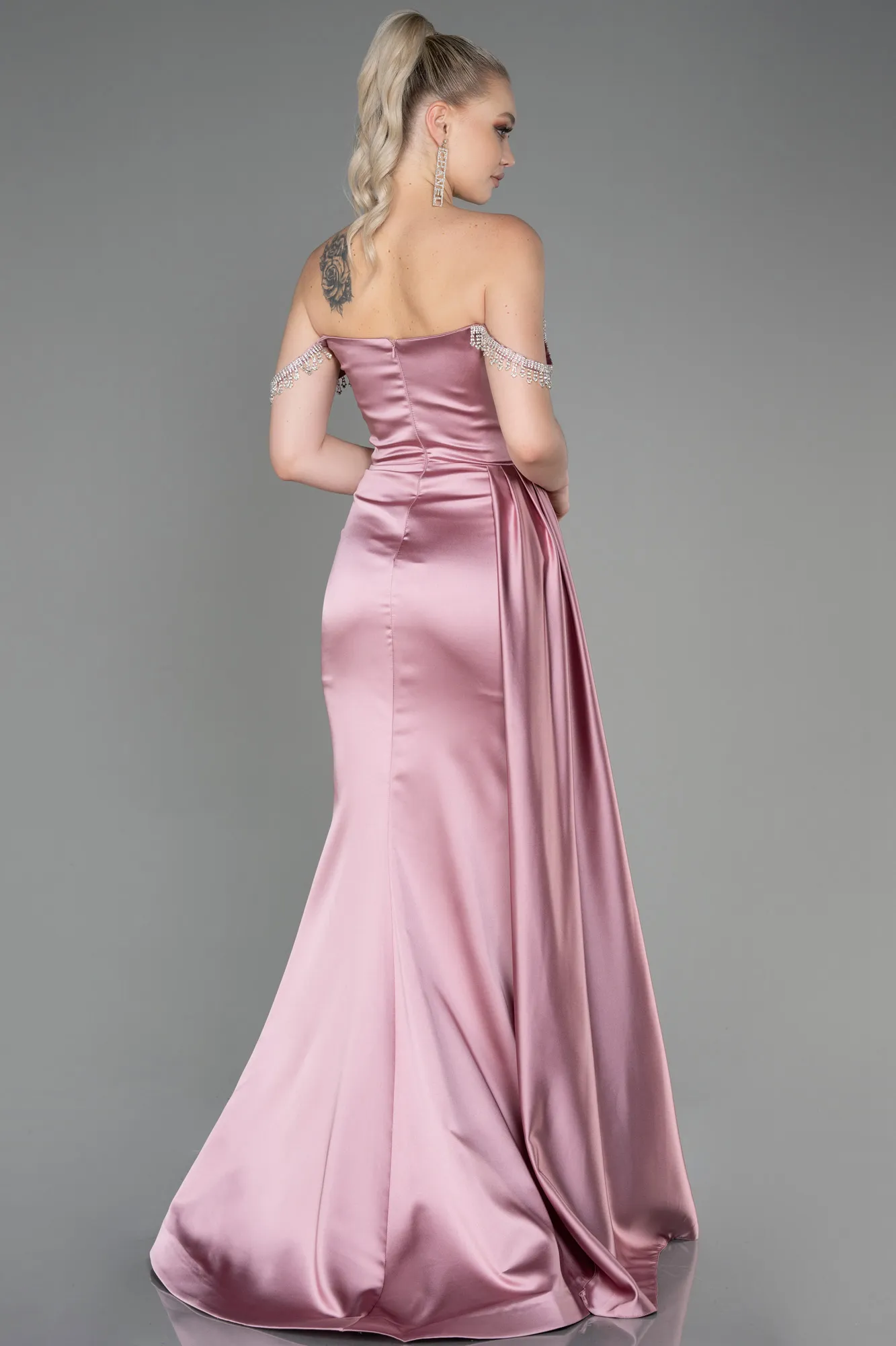 Powder Color-Long Satin Evening Dress ABU2618