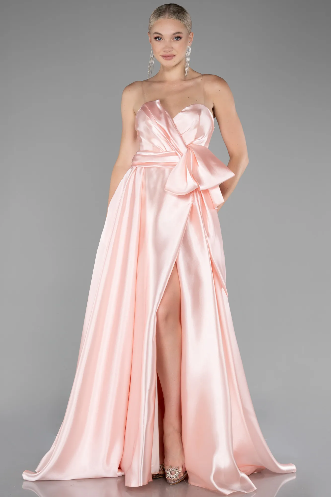 Powder Color-Long Satin Evening Dress ABU3674