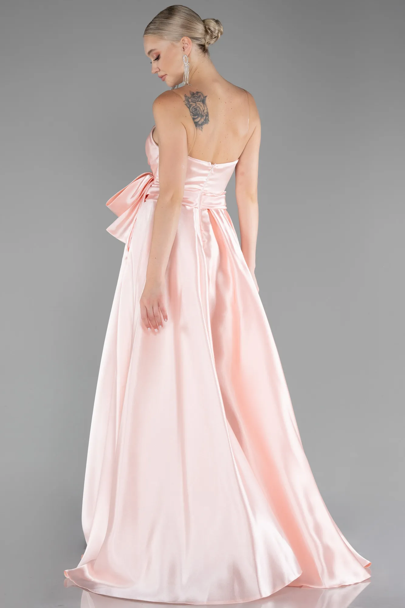 Powder Color-Long Satin Evening Dress ABU3674