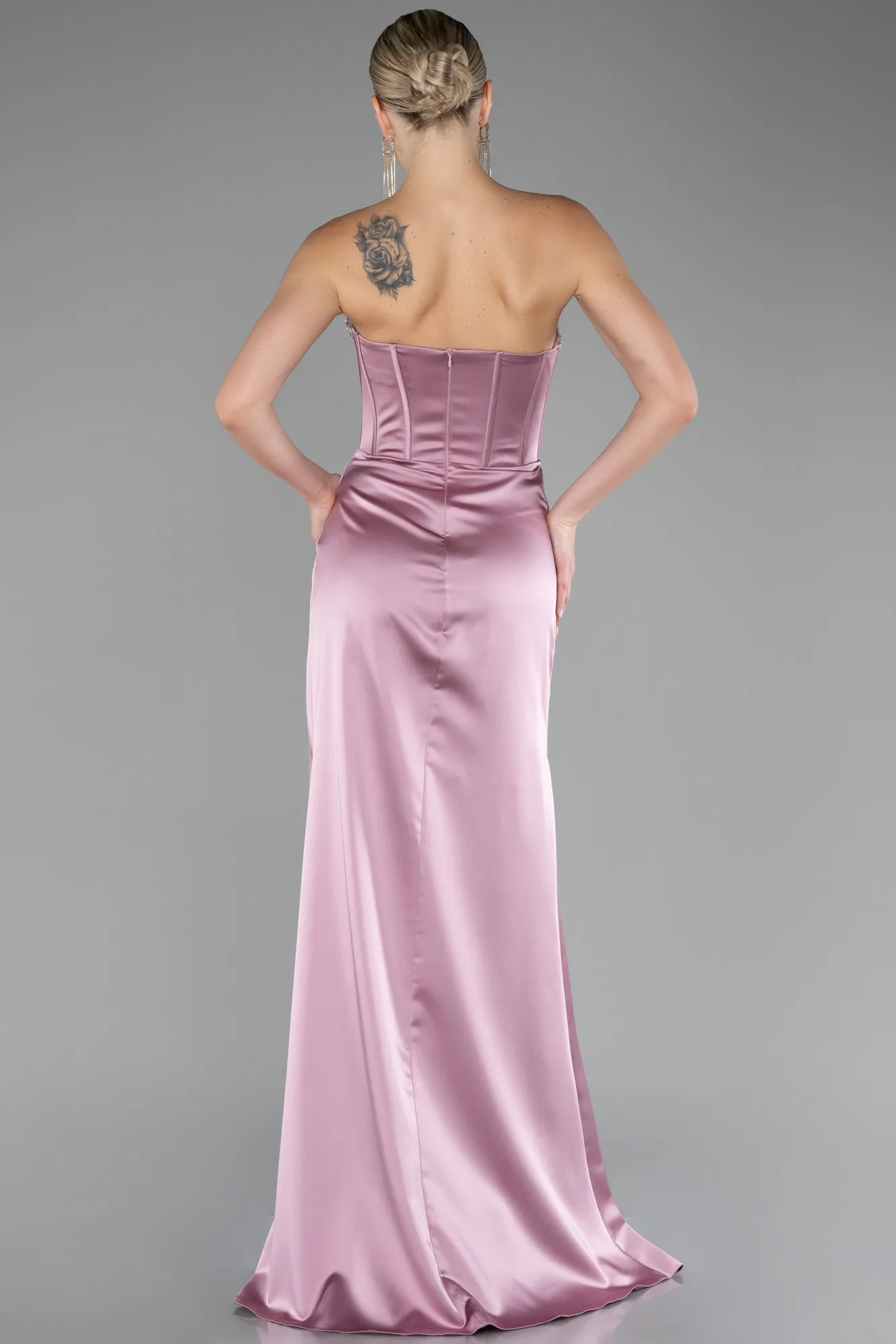 Powder Color-Long Satin Evening Dress ABU3706