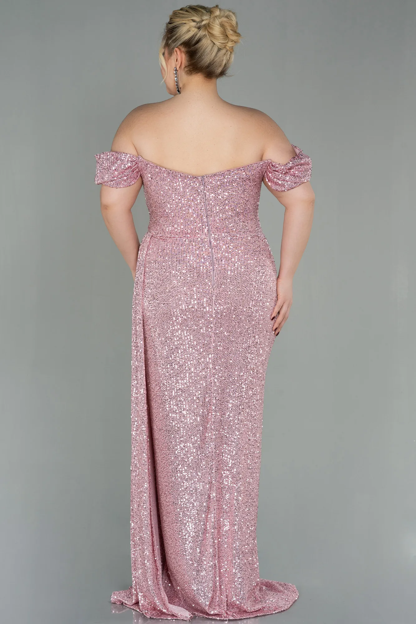 Powder Color-Long Scaly Plus Size Evening Dress ABU2973