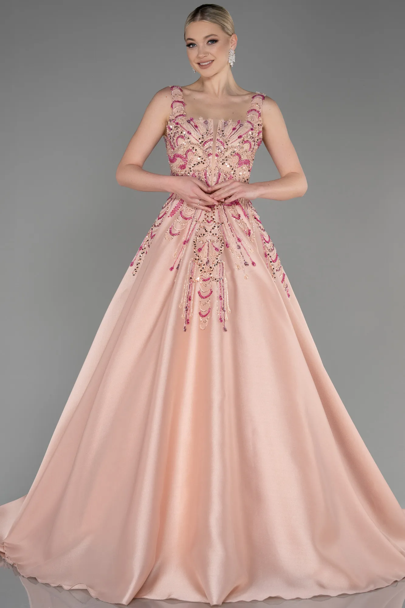 Powder Color-Long Special Design Engagement Dress ABU3746